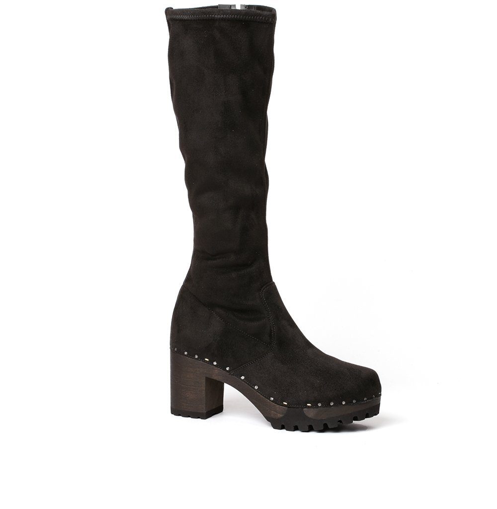 Softclox OLIVERA vegan Velourseffekt schwarz (dunkel), Winter, Holz, Сабо, Чоботи