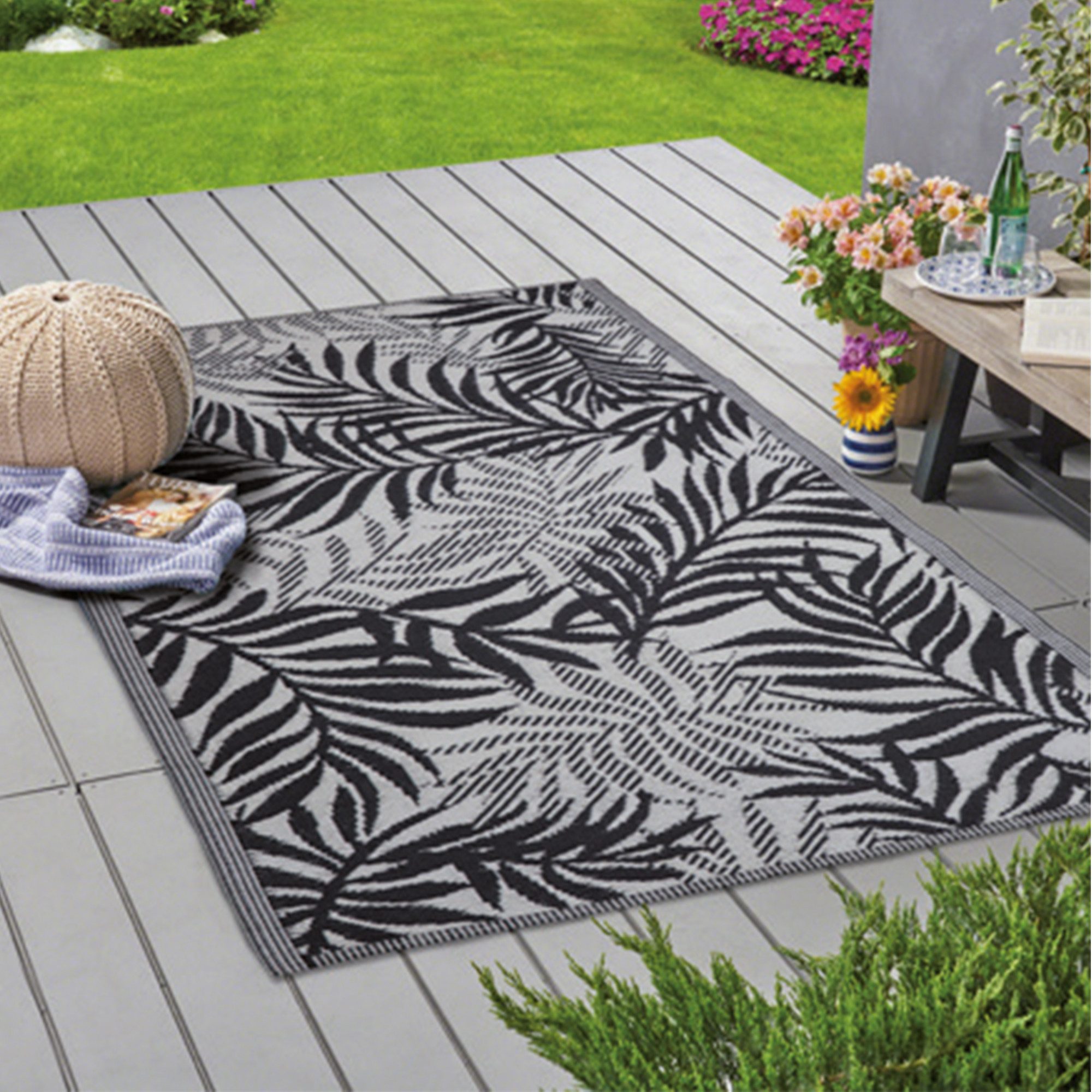 Bestlivings Outdoorteppich Flachgewebe verschiedene Größen/Designs, Rechteckig, aus recyceltem Kunststoff, wetterfest, UV-Beständig, pflegeleicht
