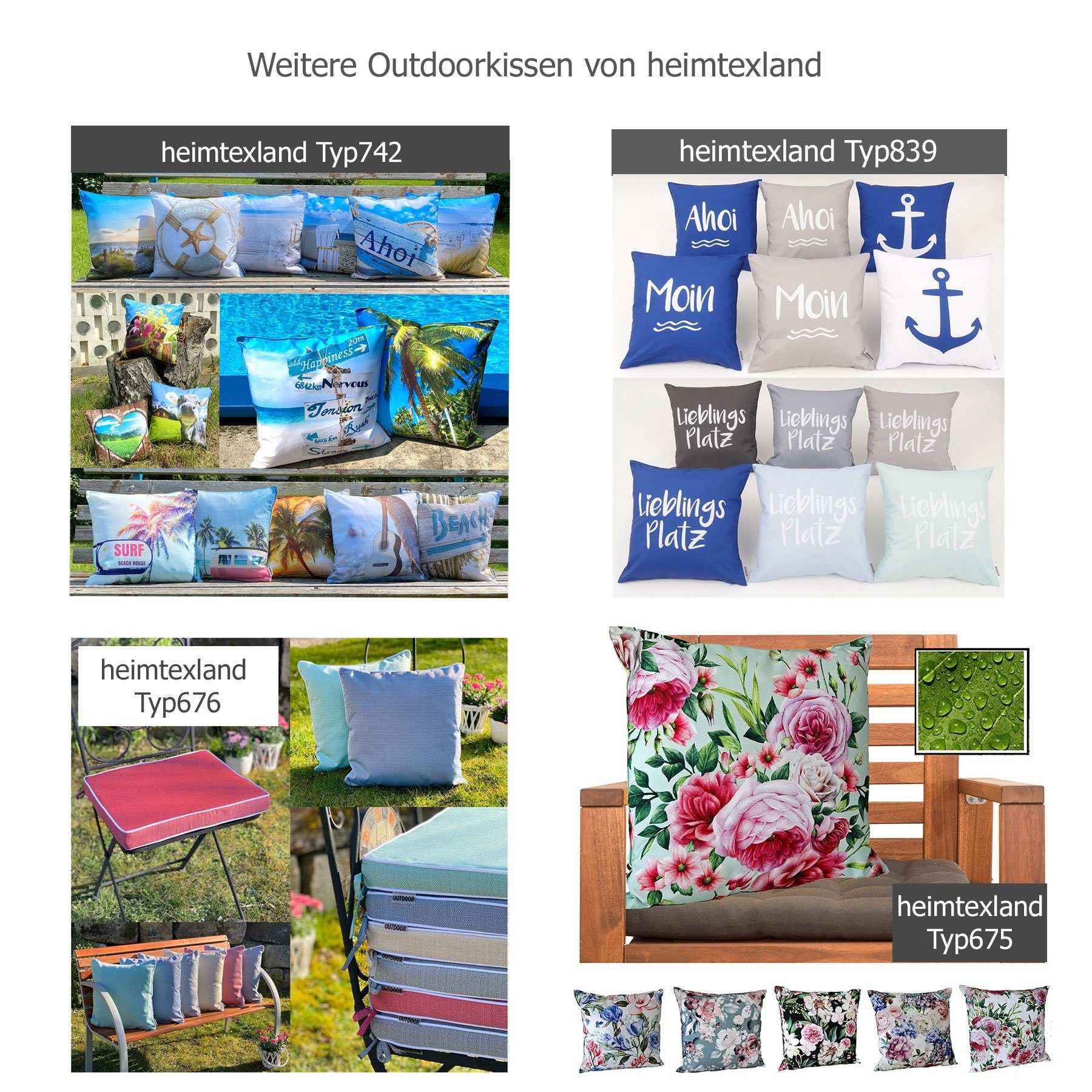 Deko gefüllt, Dekokissen Kissen und heimtexland wasserabweisend Outdoorkissen Outdoor rot Garten schmutz-