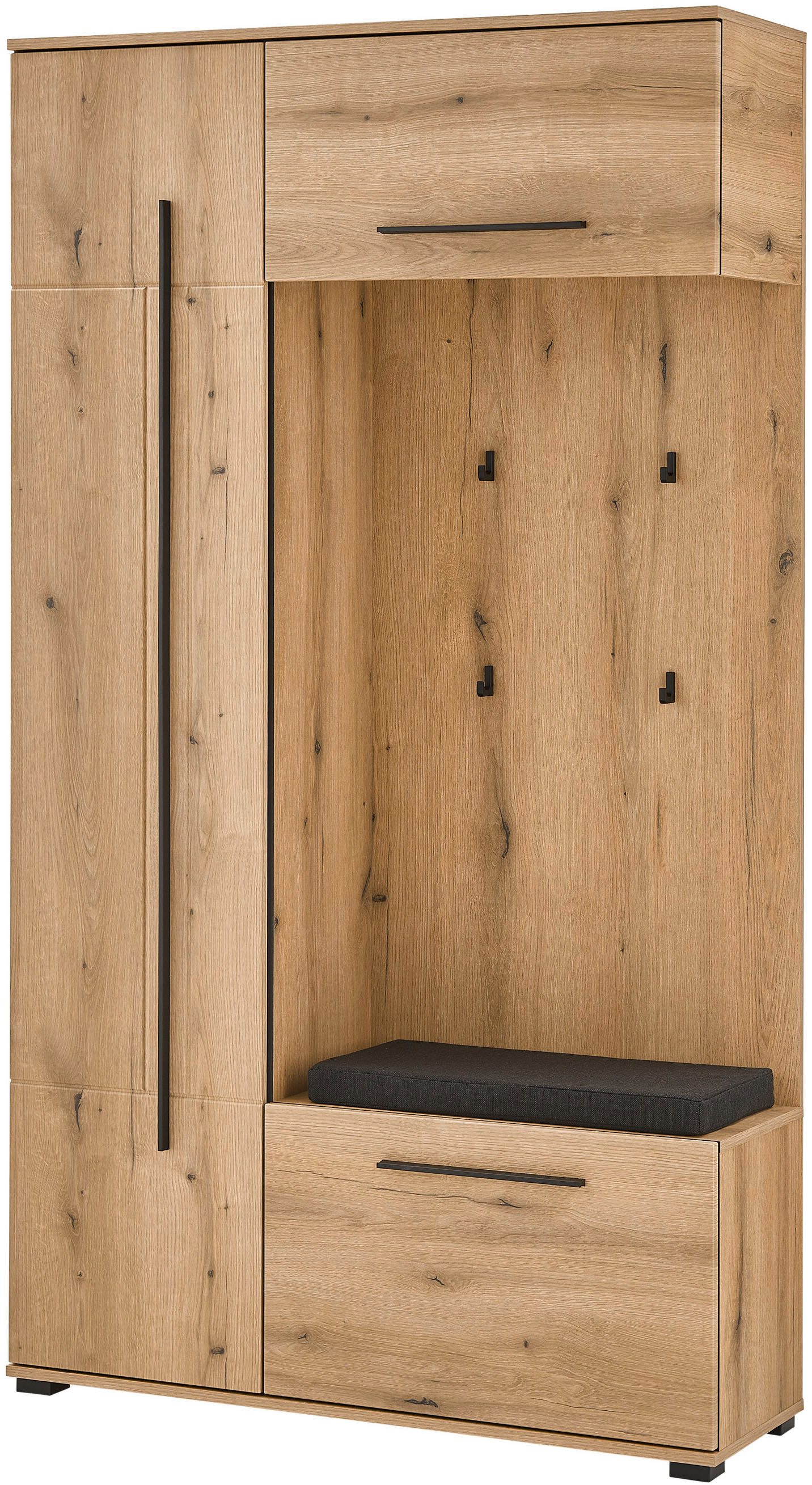 Home affaire Kompaktgarderobe Cantara Flurgarderobe, modern, 2 Farben, 111 cm breit (2-St) unterschiedliche Stauraummöglichkeiten, inkl. Sitzkissen