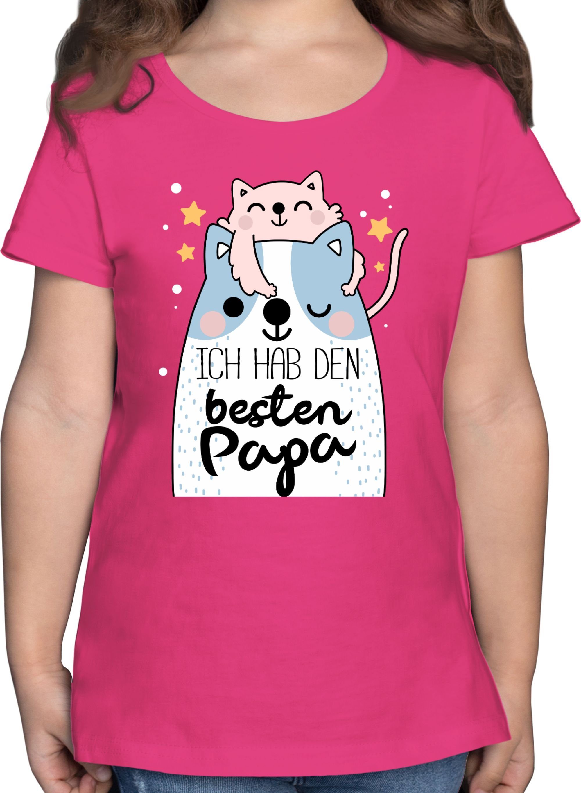 Shirtracer T-Shirt Ich hab den besten Papa Katzen Vatertag Geschenk für Papa 1 Fuchsia