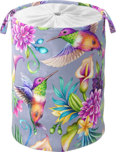 Sanilo Wäschekorb Kolibri, kräftige Farben, samtweiche Oberfläche, mit Deckel