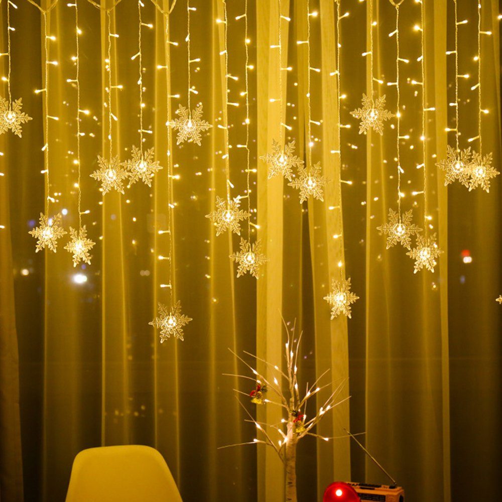 MUPOO LED-Lichtervorhang LED Lichterkette Weihnachtsbaum, Lichtervorhang Dekolicht Lichterkette, 1-flammig, 8Modi,Speicherfunktion,IP44 Wasserdicht Blau