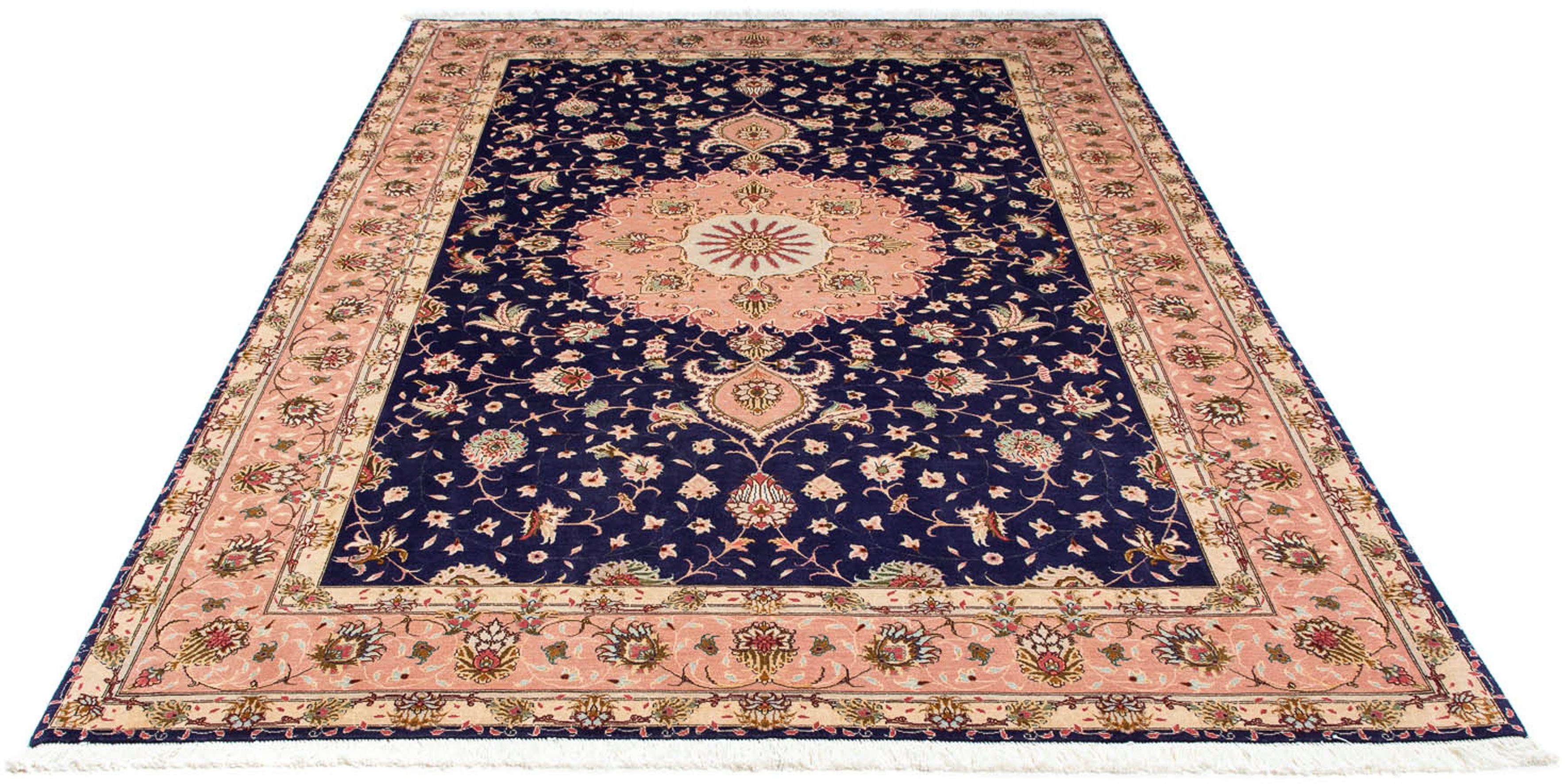 Orientteppich Perser - Täbriz - Royal - 250 x 163 cm - dunkelblau, morgenland, rechteckig, Höhe: 7 mm, Wohnzimmer, Handgeknüpft, Einzelstück mit Zertifikat