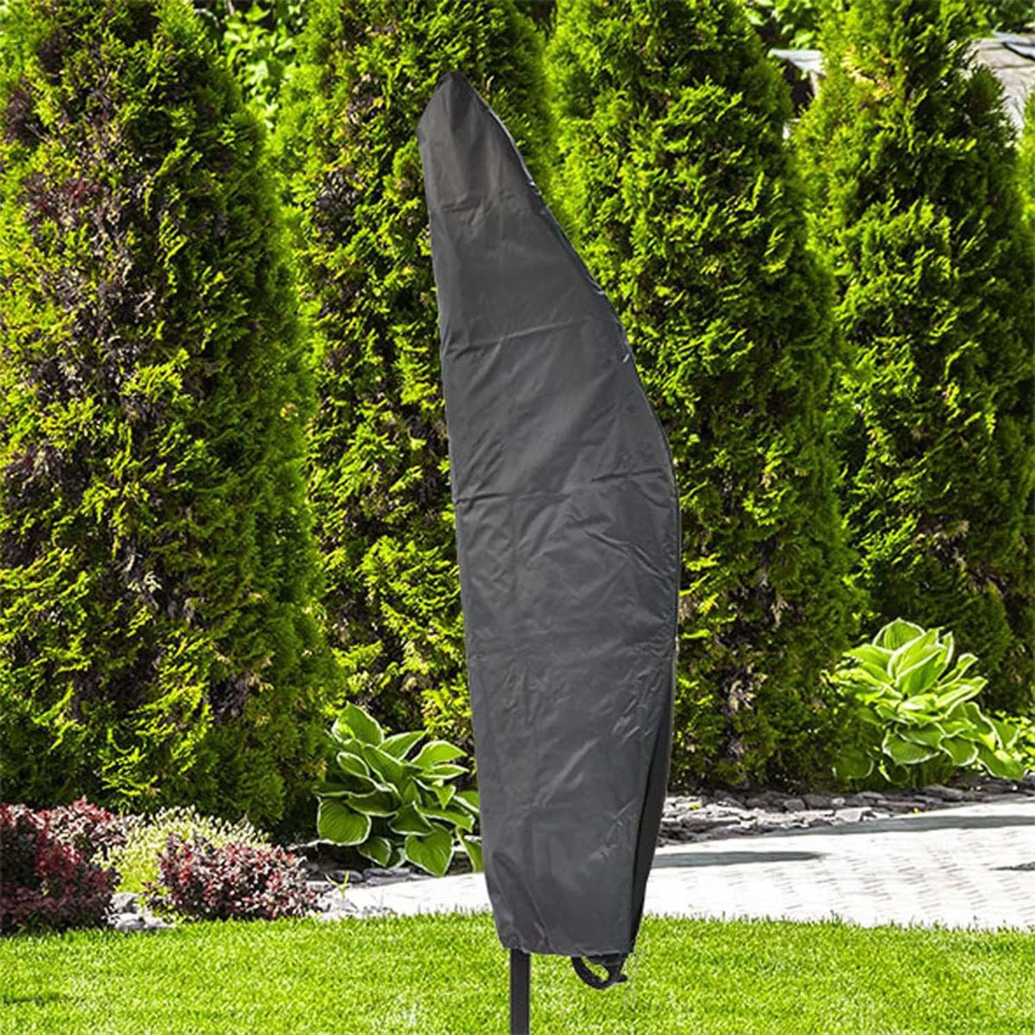 Fachhandel Plus Sonnenschirm-Schutzhülle Komfort Schutzhülle für runde Ampelschirme Ø bis 300 cm 197x65x47 cm, innen beschichtet, wasserabweisend – Bild 2 von 2