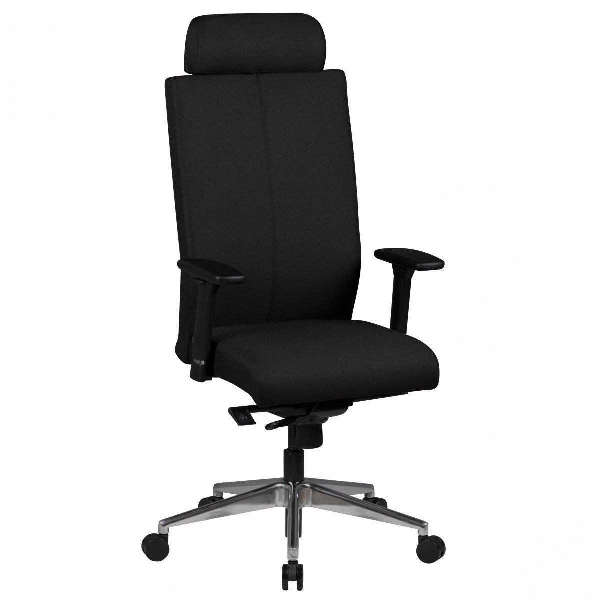 FINEBUY Chefsessel FB41695 (Stoff Schwarz, Bürostuhl XXL 120 kg Modern), Schreibtischstuhl Drehbar Drehstuhl mit Kopfstütze