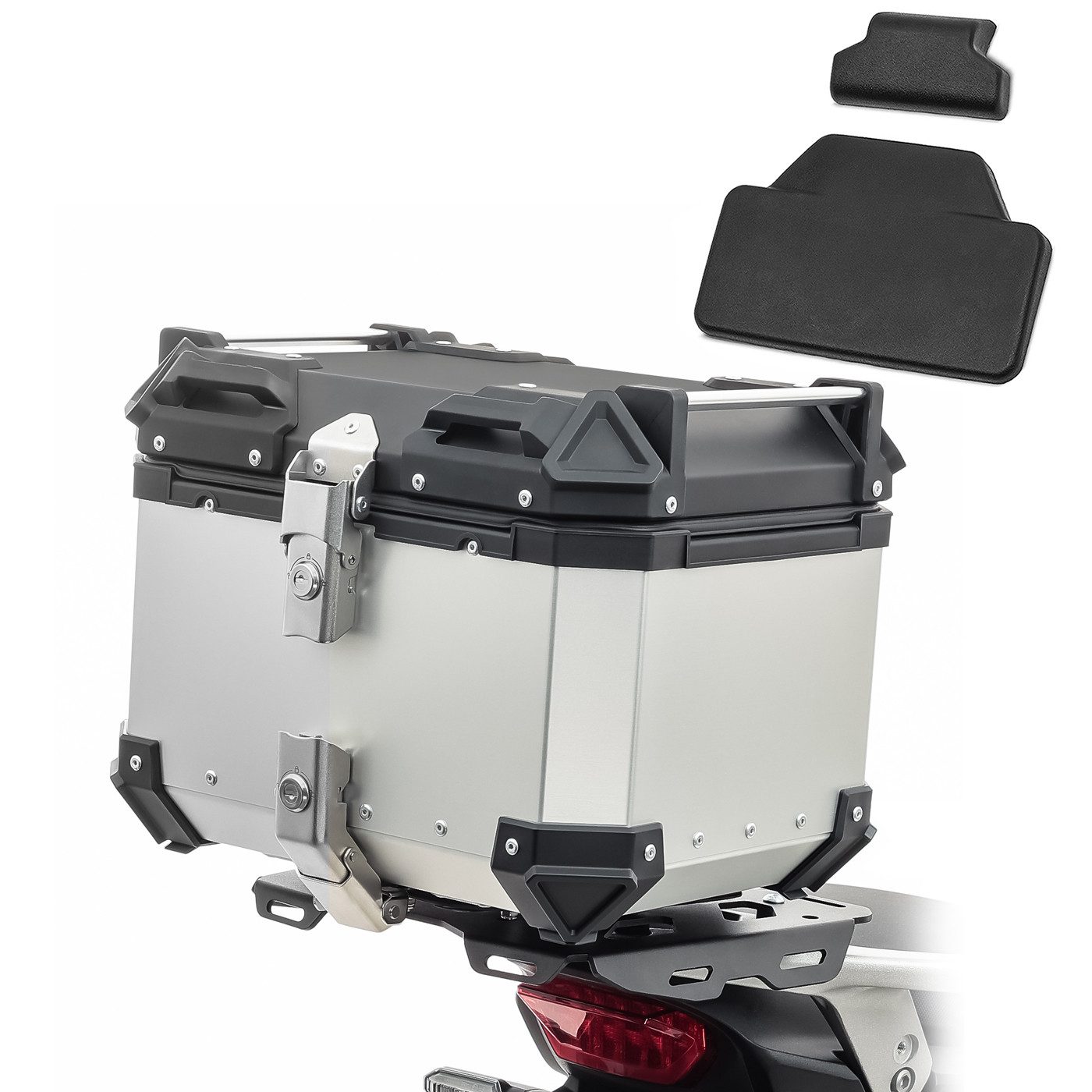 Bagtecs Topcase Set Motorrad Aluminium Topcase 35L + Sozius Rückenpolster # XB35 Alu T