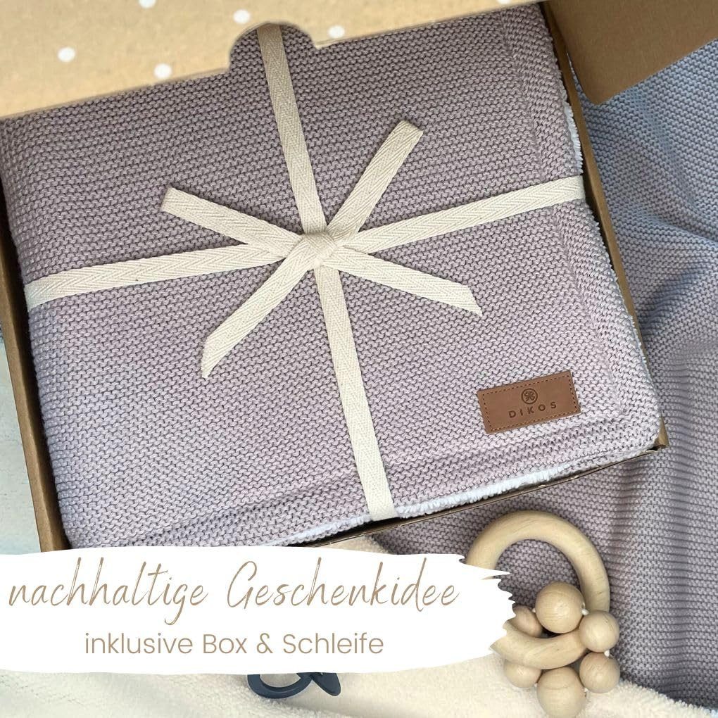 Babydecke Winterdecke Neugeborene Baumwolle/ Fleece OEKO-TEX® Kinderwagendecke, DIKOS, PREMIUM Qualität, ALTROSA/GRAU, warm, kuschelweich, Babygeschenk
