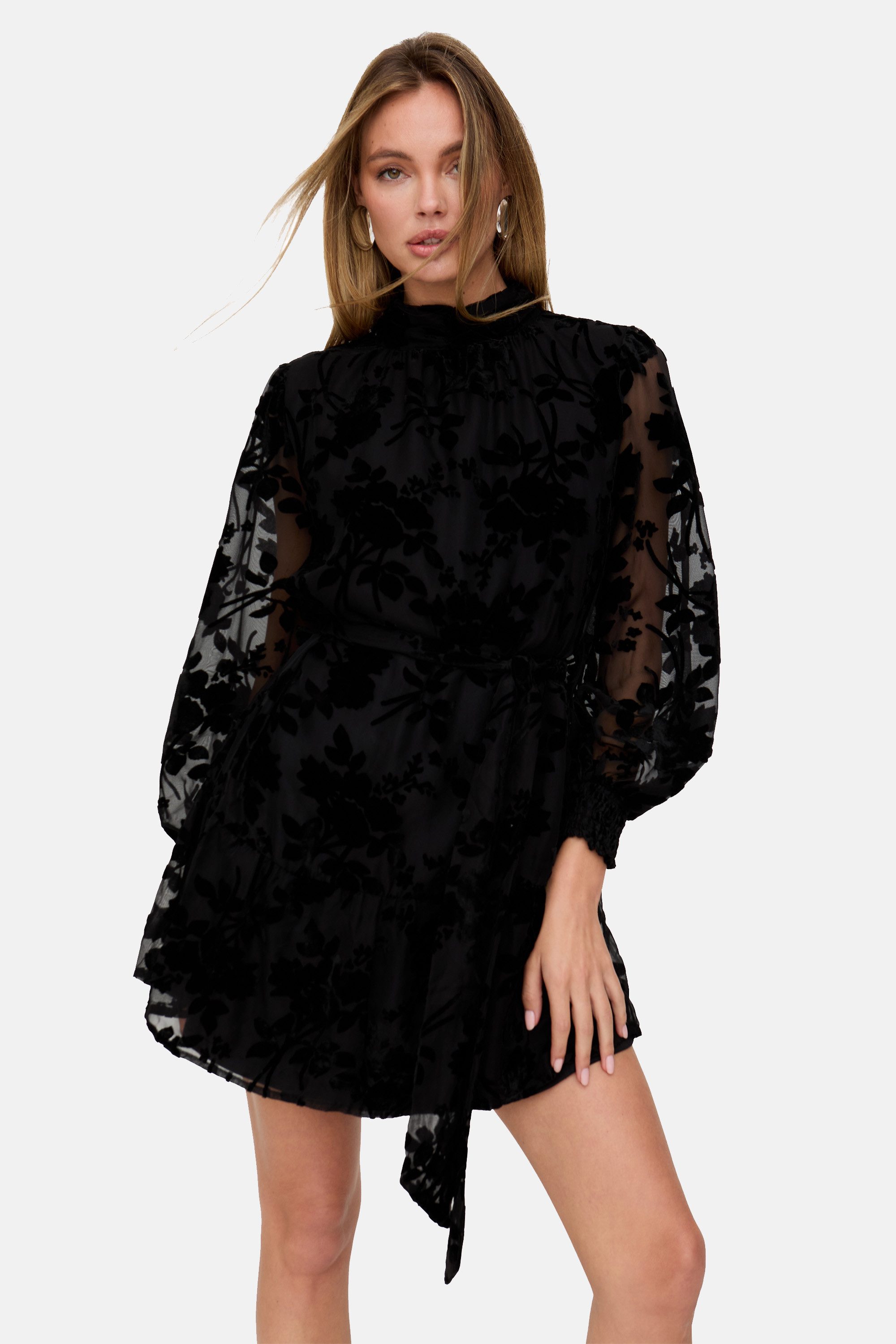 Lily and Lionel Midikleid Brezze High Neck Velvet Burnout Mini Dress Damen günstig online kaufen