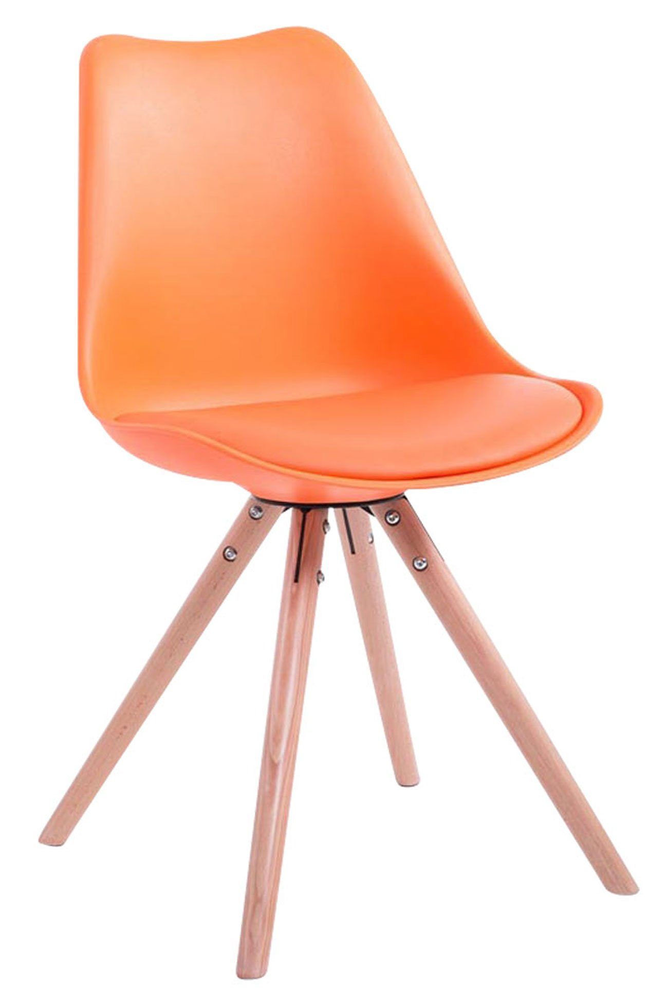 TPFLiving Besucherstuhl Toulon mit orange (Küchenstuhl Natura Gestell: Buchenholz hochwertig Esszimmerstuhl rund gepolsterter Wohnzimmerstuhl), - - Konferenzstuhl - Sitzfläche: Sitzfläche Kunstleder 