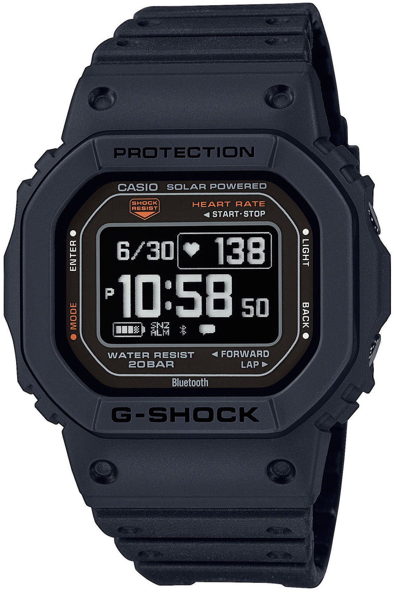 CASIO G-SHOCK DW-H5600-1ER Smartwatch, Solaruhr, Armbanduhr, Herrenuhr, Stoppfunktion,Herzfrequenzmesser