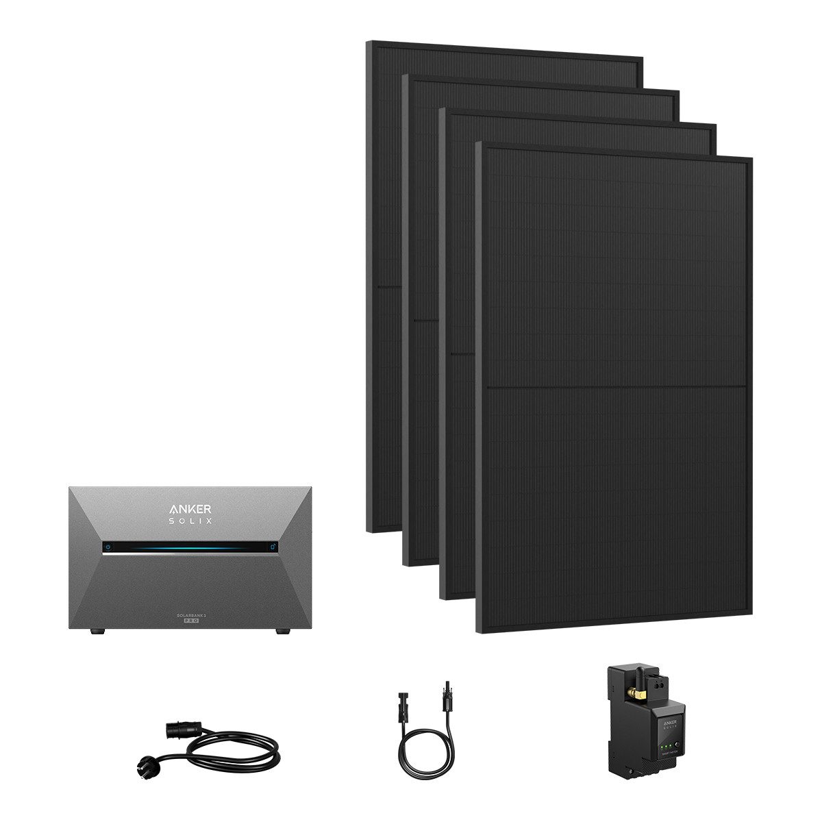 Anker Balkonkraftwerk 1820W Komplettset Solaranlage Anker SOLIX 3 E2700 Pro Speicher, (Smart Meter und 4x Astronergy 455Wp im Lieferumfang enthalten), Speicher mit integriertem Wechselrichter, All-in-One 2,668kWh Akku