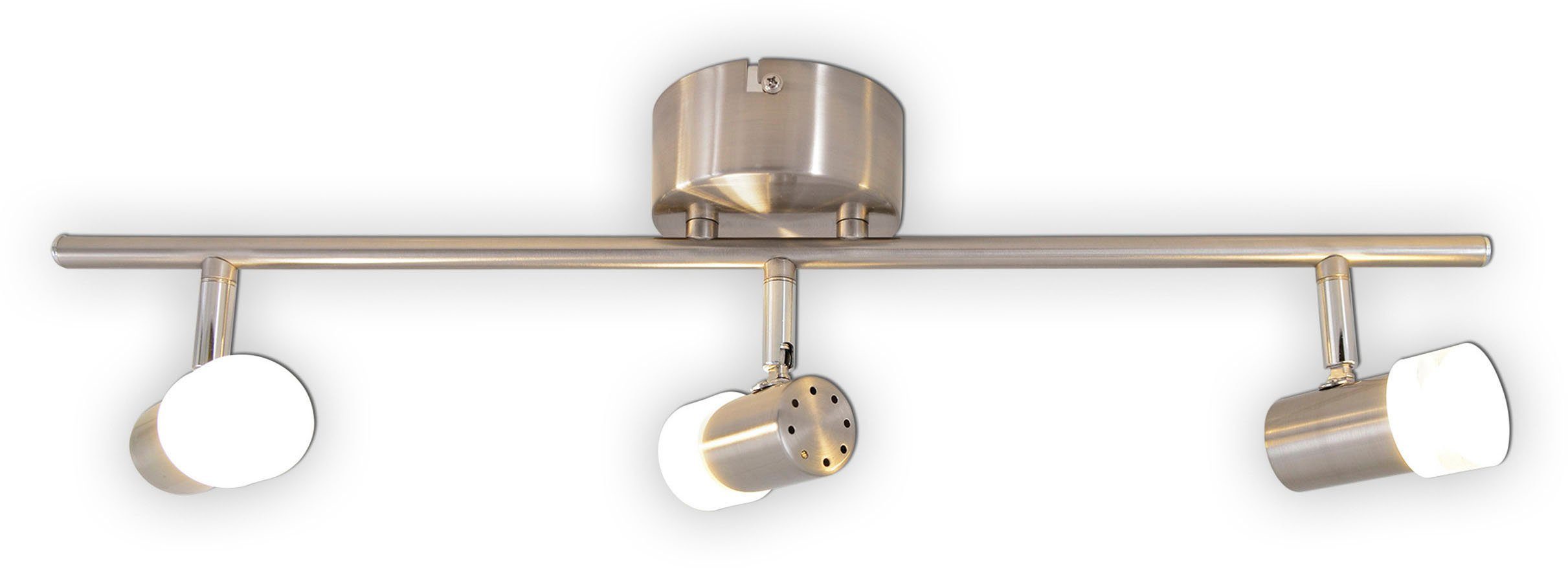 näve LED Deckenspots Malaga, LED fest integriert, Warmweiß, 3er LED-Wand-u. Deckenspot, stahl-blank, 3xLED warmweiß, L: 61cm