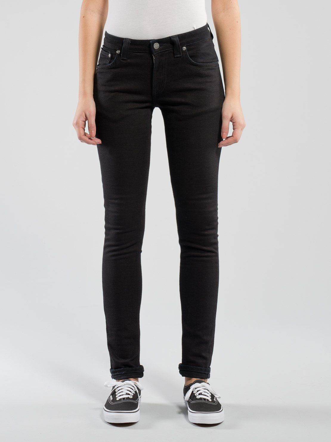 Nudie Jeans Skinny-fit-Jeans Damen Stretch Hose - Skinny Lin Black Black
