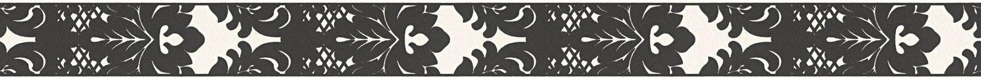 A.S. Barock, aufgeschäumt, Only Schwarz Optik, Borders, Vlies, glatt Bordüre Metall Tapete Bordüre Création Weiß Blumen