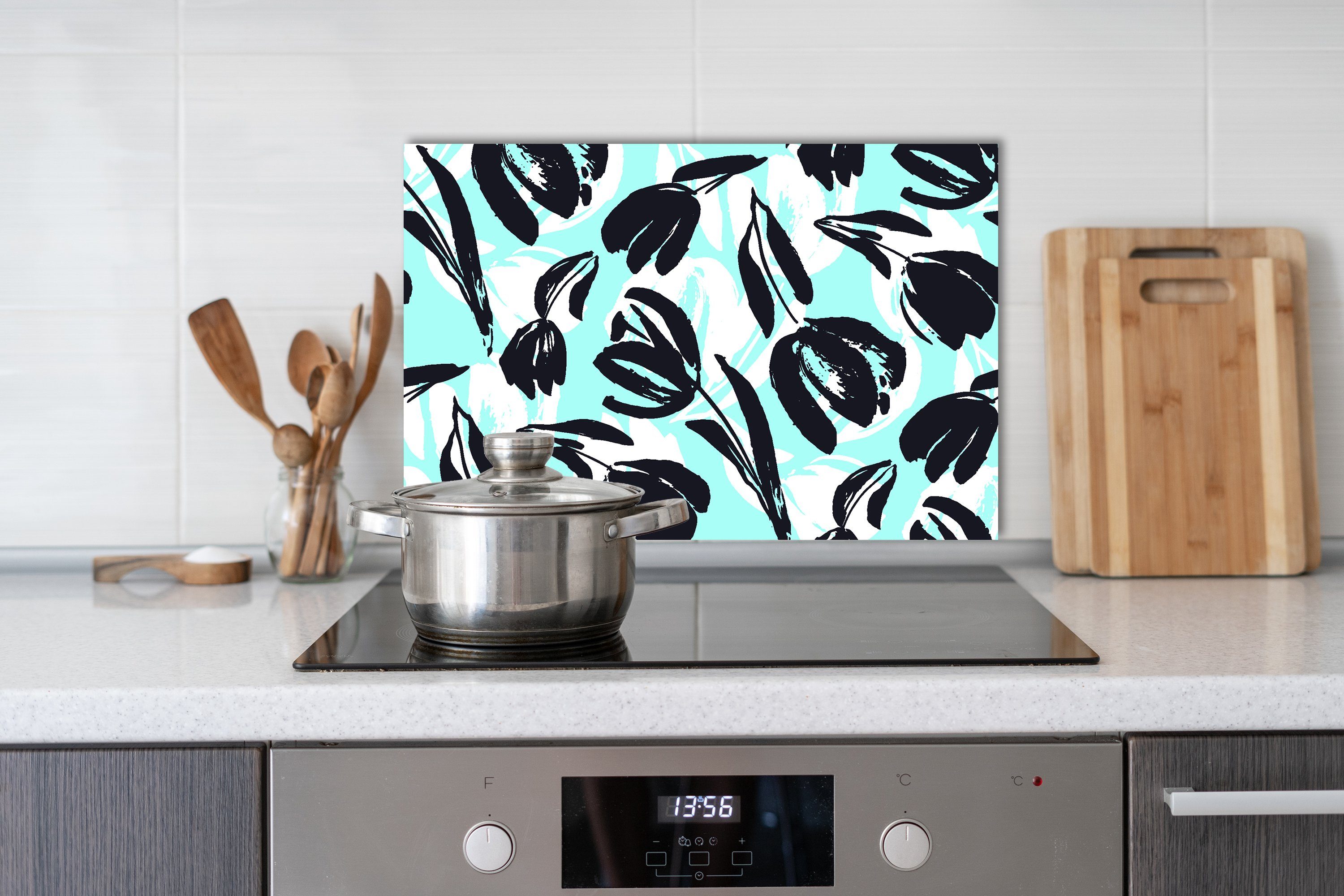 queence Küchenrückwand Blumen - Flower - Spritzschutz Wandschutz für Herd & Spüle, (1-tlg), 60x40x0,3 cm - Hitzebeständig - Herdspritzschutz - Alu-Dibond