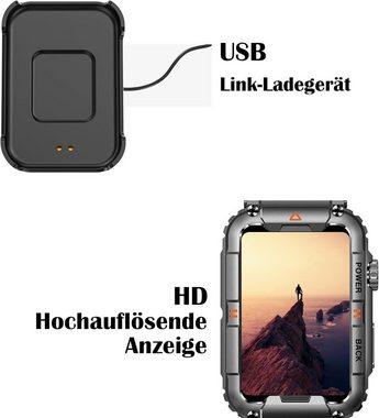Xeletu Smartwatch (1,57 Zoll, Android iOS), Herren HD Touchscreen mit Bluetooth Anrufe 100+ Sportmodi Fitnessuhr