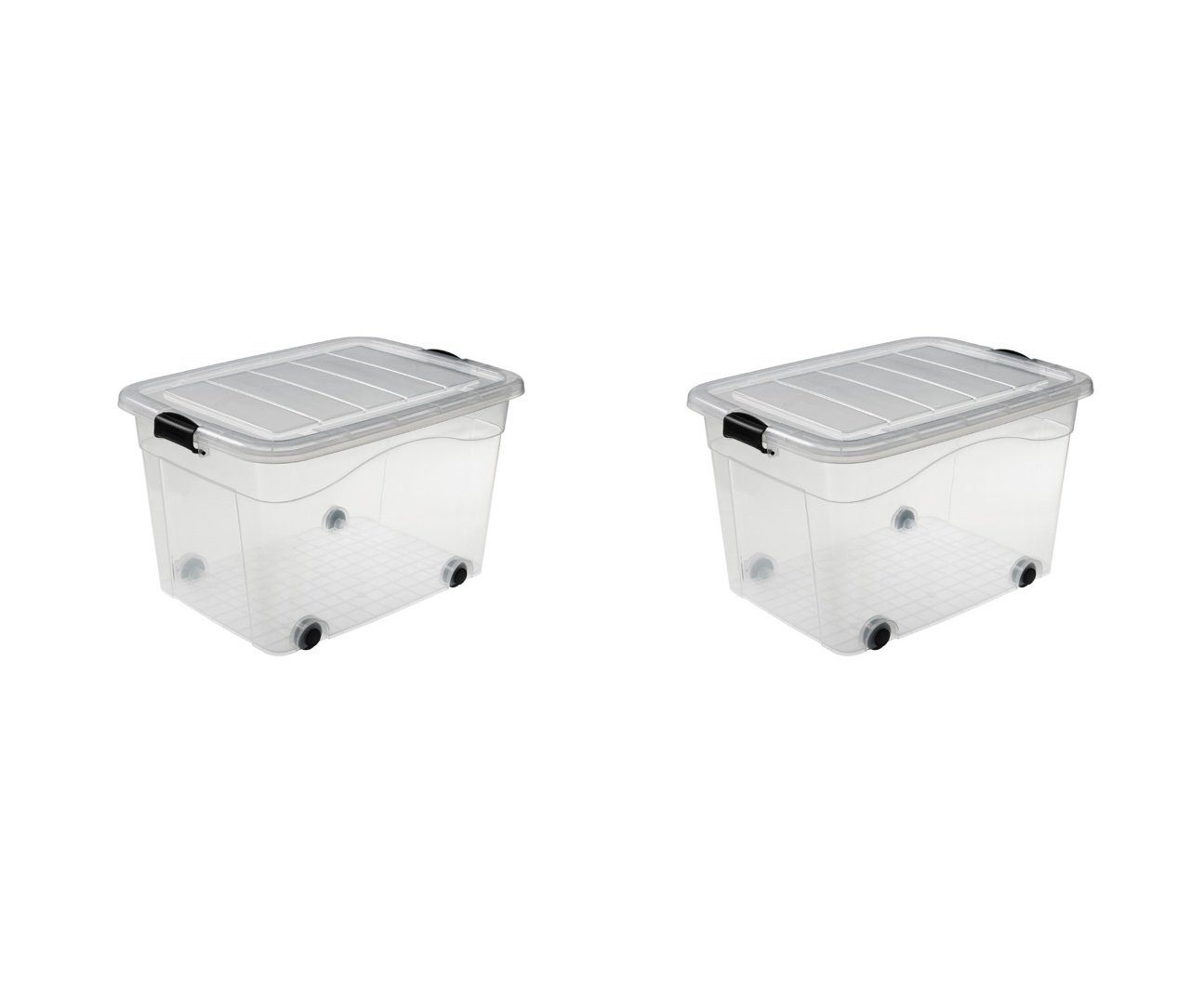 Logiplast Aufbewahrungsbox 2 Stück Premium Ящики для хранения, 100 Liter (Spar-Set, 2 Stück), Außenabmessung (LxBxH): 690 x 515 x 420 mm, inkl. Rollen