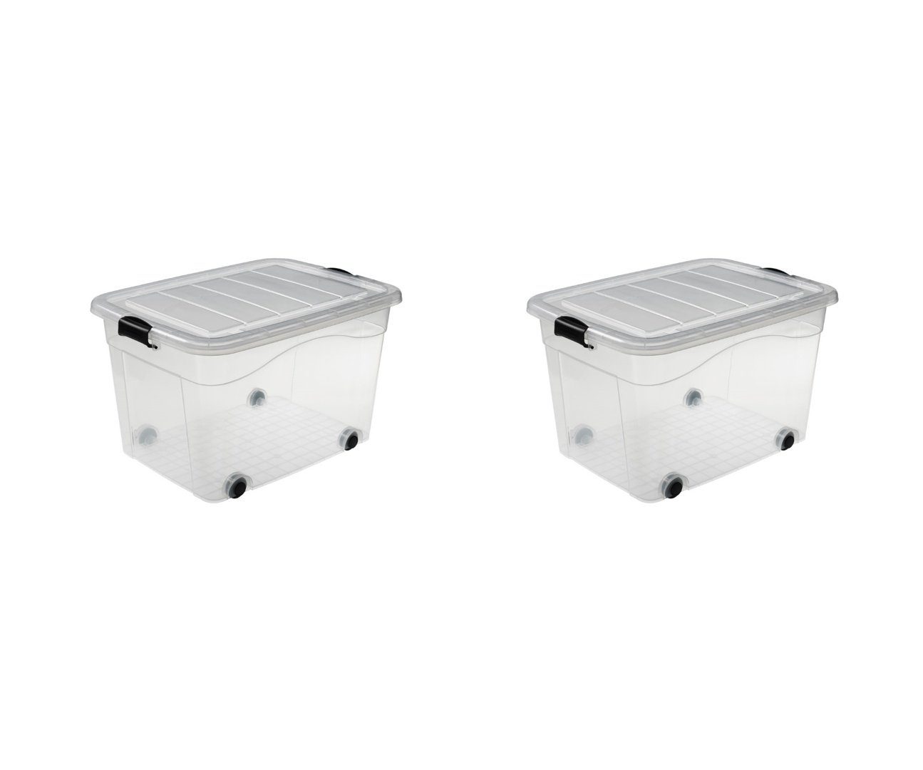 Logiplast Aufbewahrungsbox 2 Stück Premium Aufbewahrungsboxen, 100 Liter (Spar-Set, 2 Stück), Lebensmittelunbedenklich, (LxBxH) 690 x 515 x 420 mm, inkl. Rollen