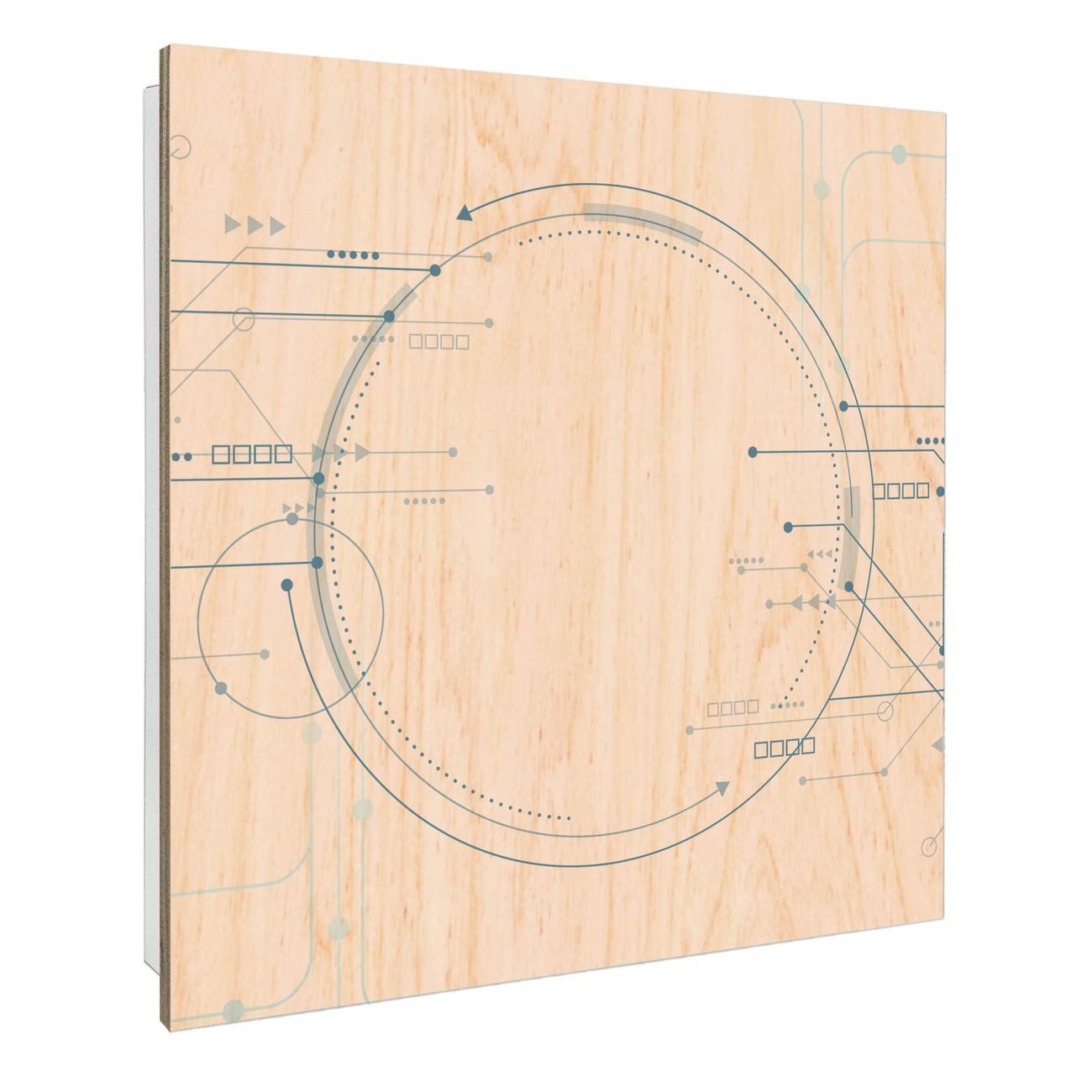 banjado Schlüsselkasten aus Holz mit Motiv Digitales Netzwerk 3 (Stahl Gehäuse, mit 50 Haken), 30 x 30 x 5 cm