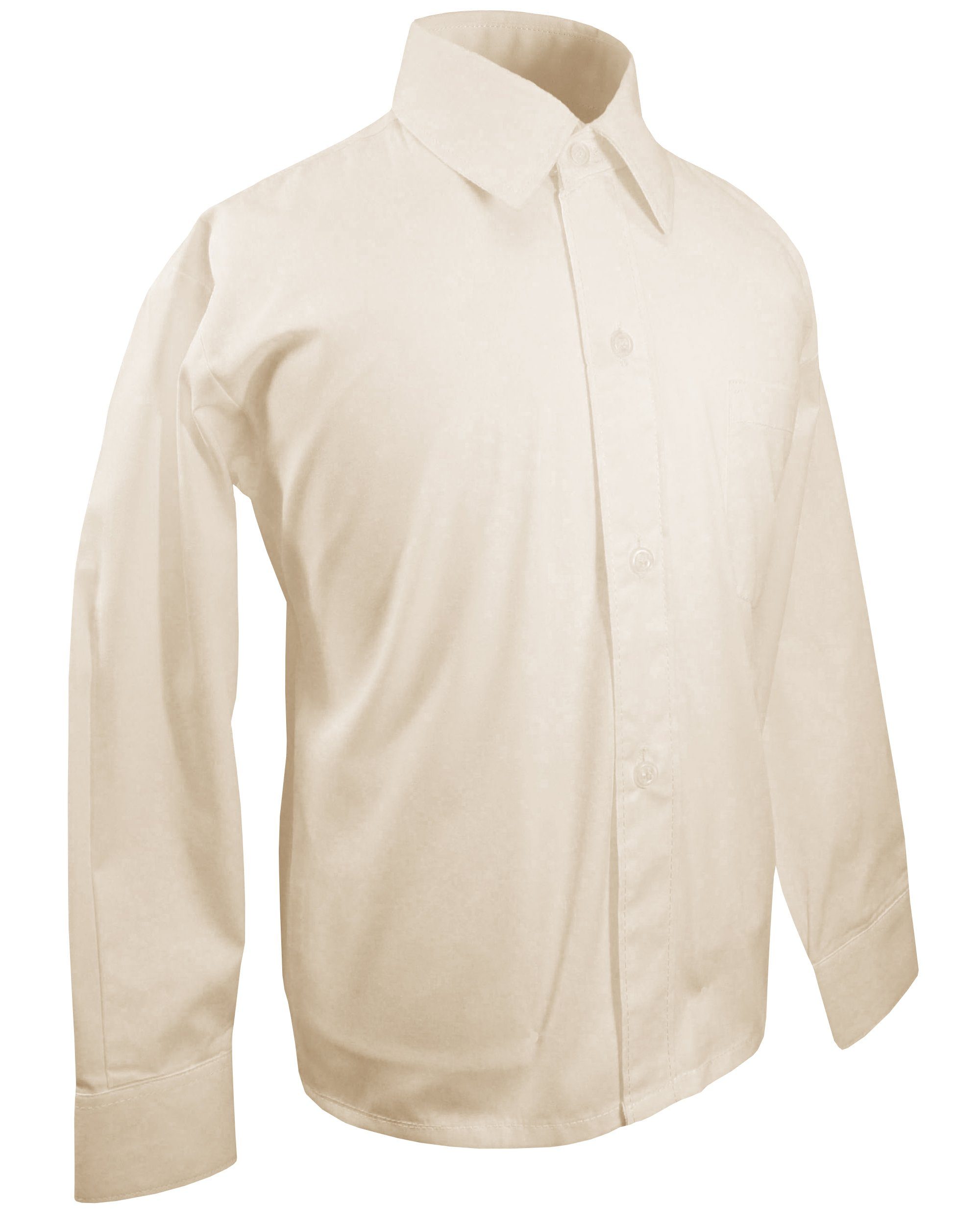 Paul Malone Langarmhemd Festliches Kinderhemd Jungenhemd uni - Jungen Hemd creme