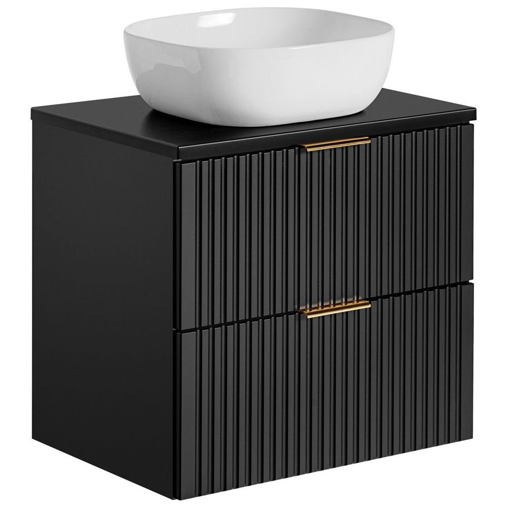 Lomadox Waschtisch ADELAIDE-56-BLACK, schwarz gerillt Waschbecken günstig online kaufen