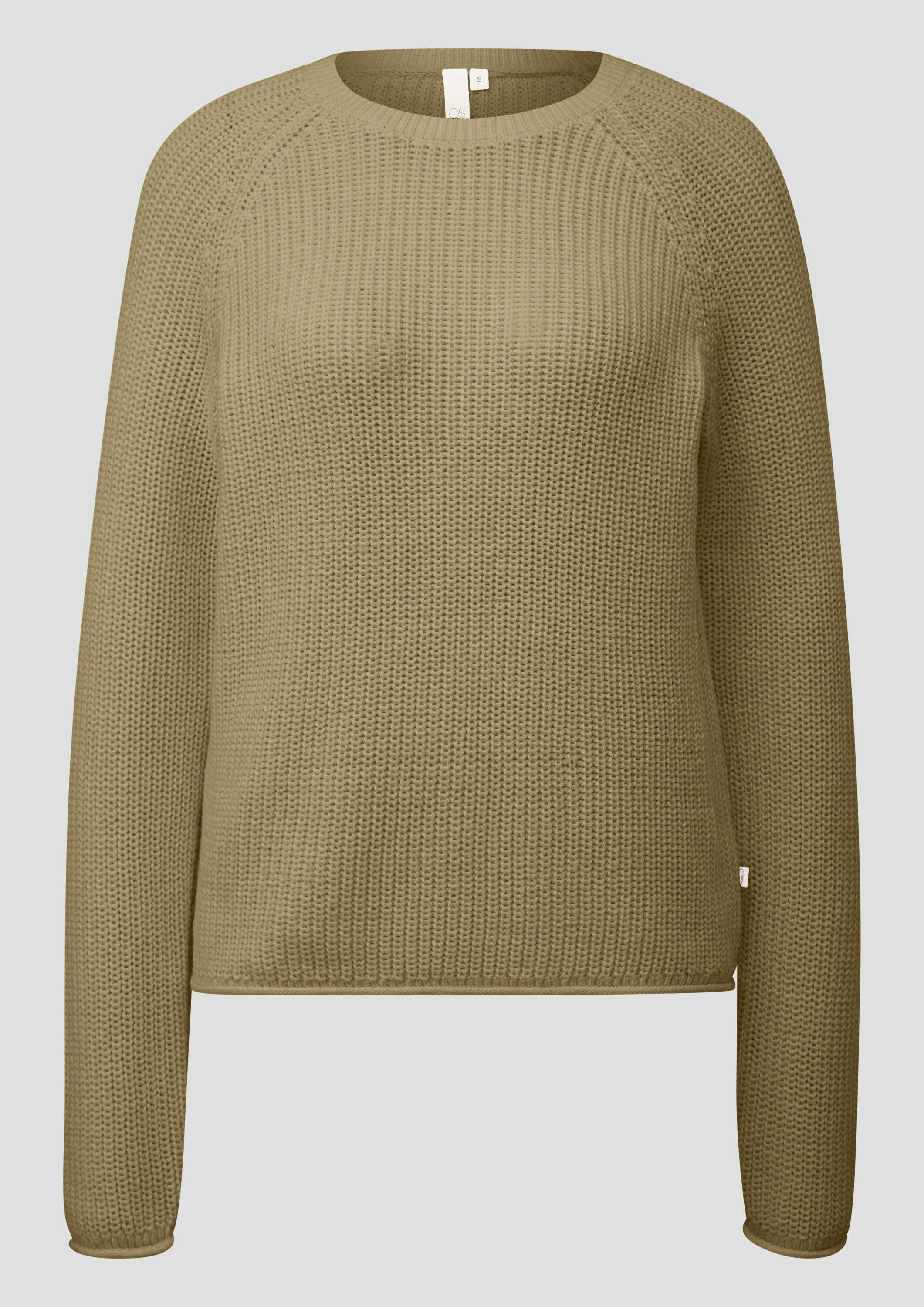 QS Longpullover Strickpullover Melierter Strickpullover mit Raglanärmeln