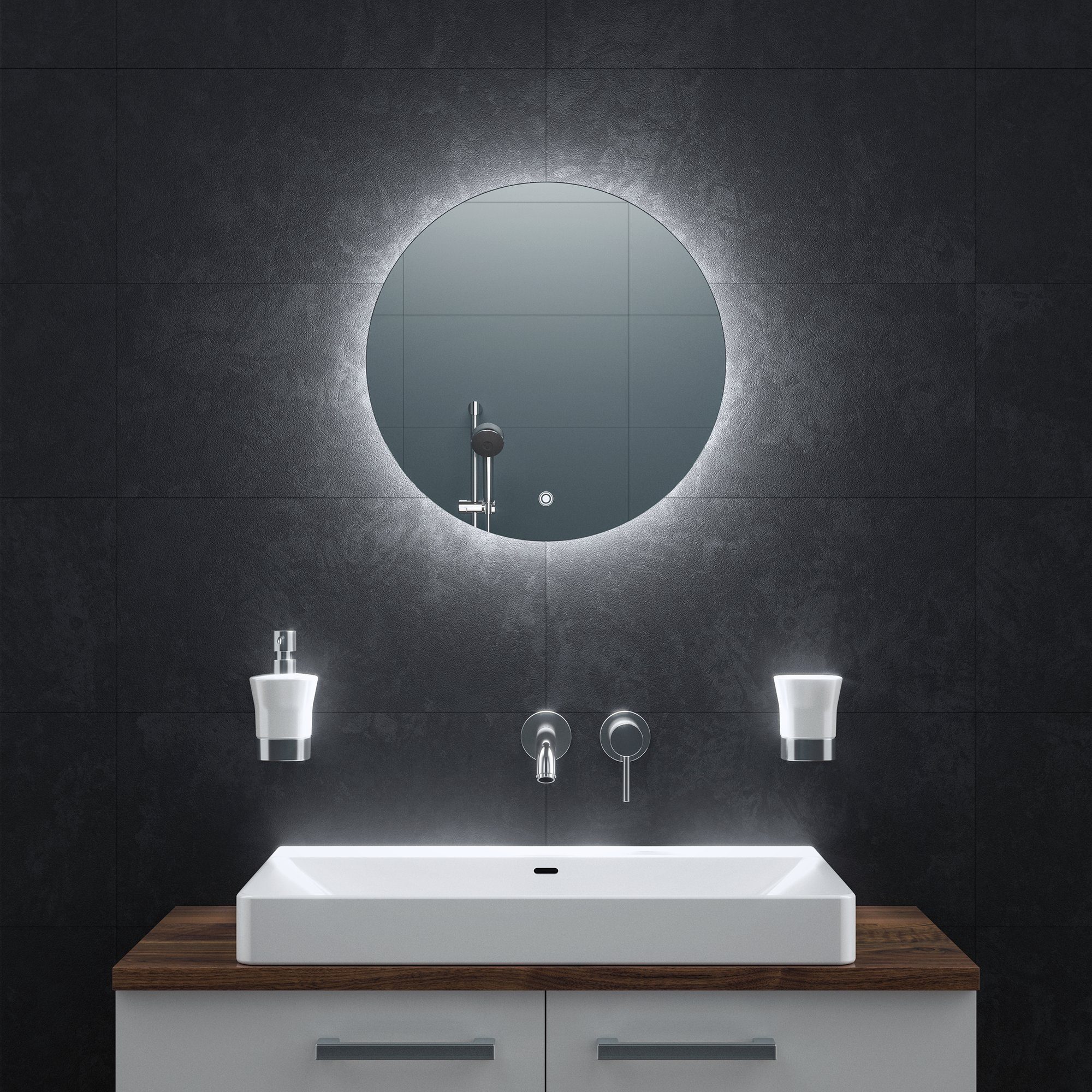 Bringer Badspiegel, Badezimmerspiegel Rund mit Anti-Beschlag und Speicherfu günstig online kaufen