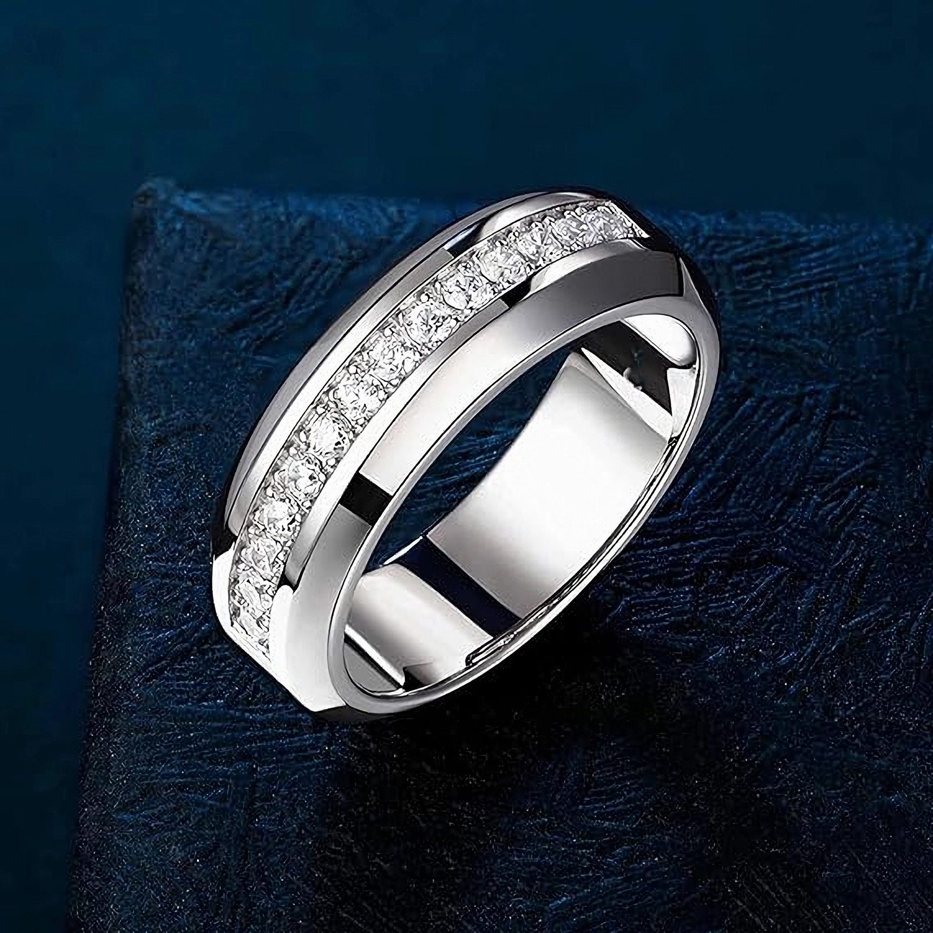 Jumpeak Trauring 585er Gold-Ehering für Herren, besetzt mit Diamanten im Rundschliff, Einfach und hochwertig, geeignet für Hochzeit, Jahrestag Geschenke