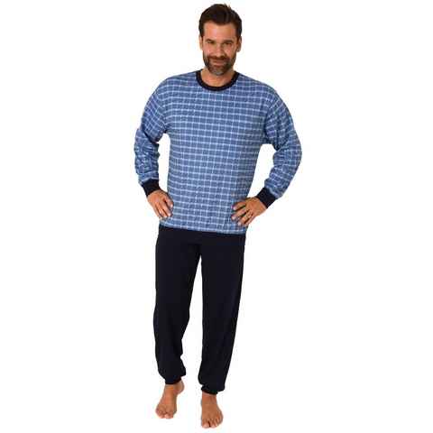 Normann Pyjama Herren Schlafanzug mit Bündchen in Karo Optik - auch in Übergrößen