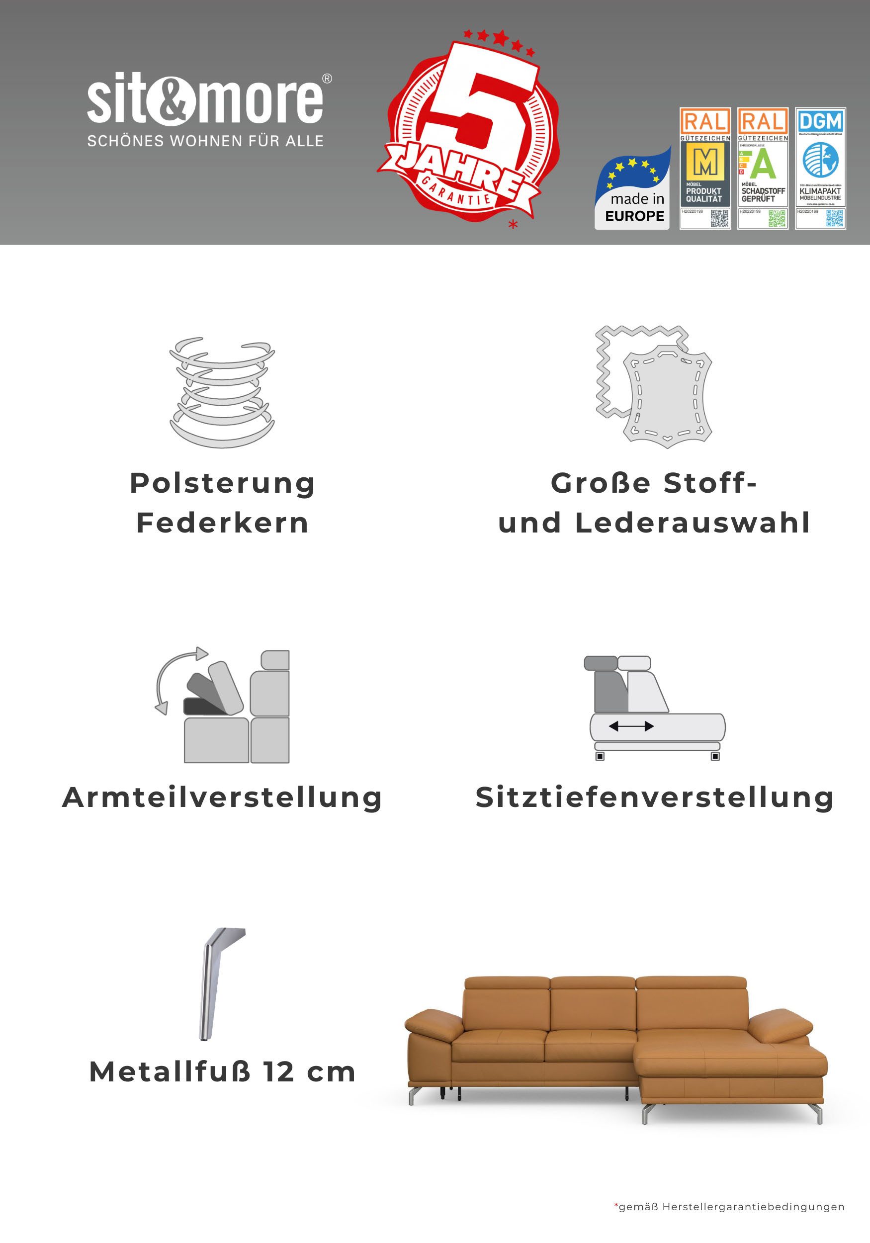 sit&more Ecksofa, 2 Nierenkissen, Federkern, optional Bettfunktion und Stauraum