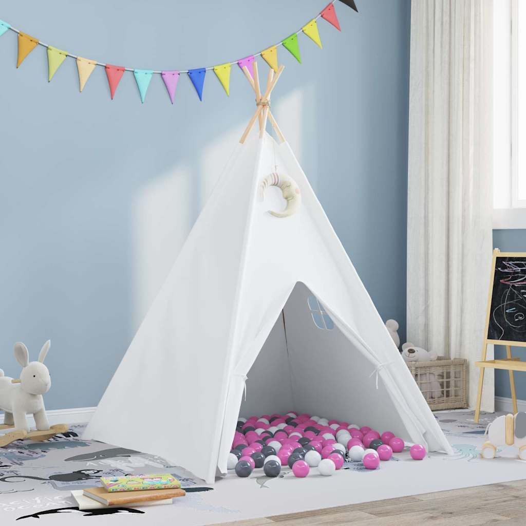 vidaXL Tipi-Zelt, Teepee Zelt Weiß 120 x 120 x 150 cm Stoff und Plastik
