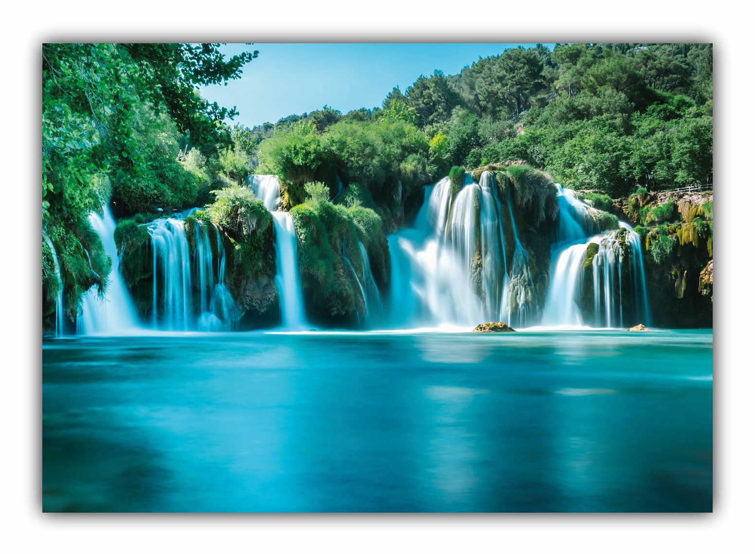 LYSCO Poster XXL Plakat Wasserfall I Naturfotografie I, Wasserfall fliesst in tiefblauen See (F-246), Wandbild I Wandposter