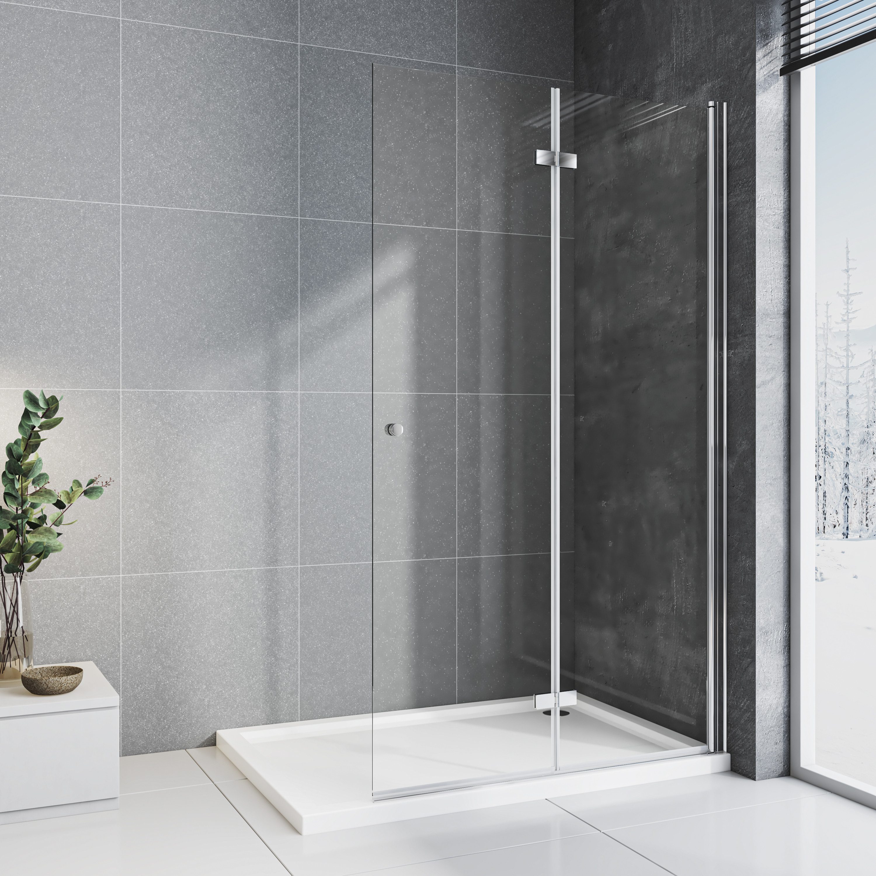 GOEZES Walk-in-Dusche Walk in Duschwand Duschabtrennung faltbar für dusche, 5mm Sicherheitsglas, (Falttür Drehfalttür Glaswand, 66 71 76 86 96 116cm), komplett faltbar