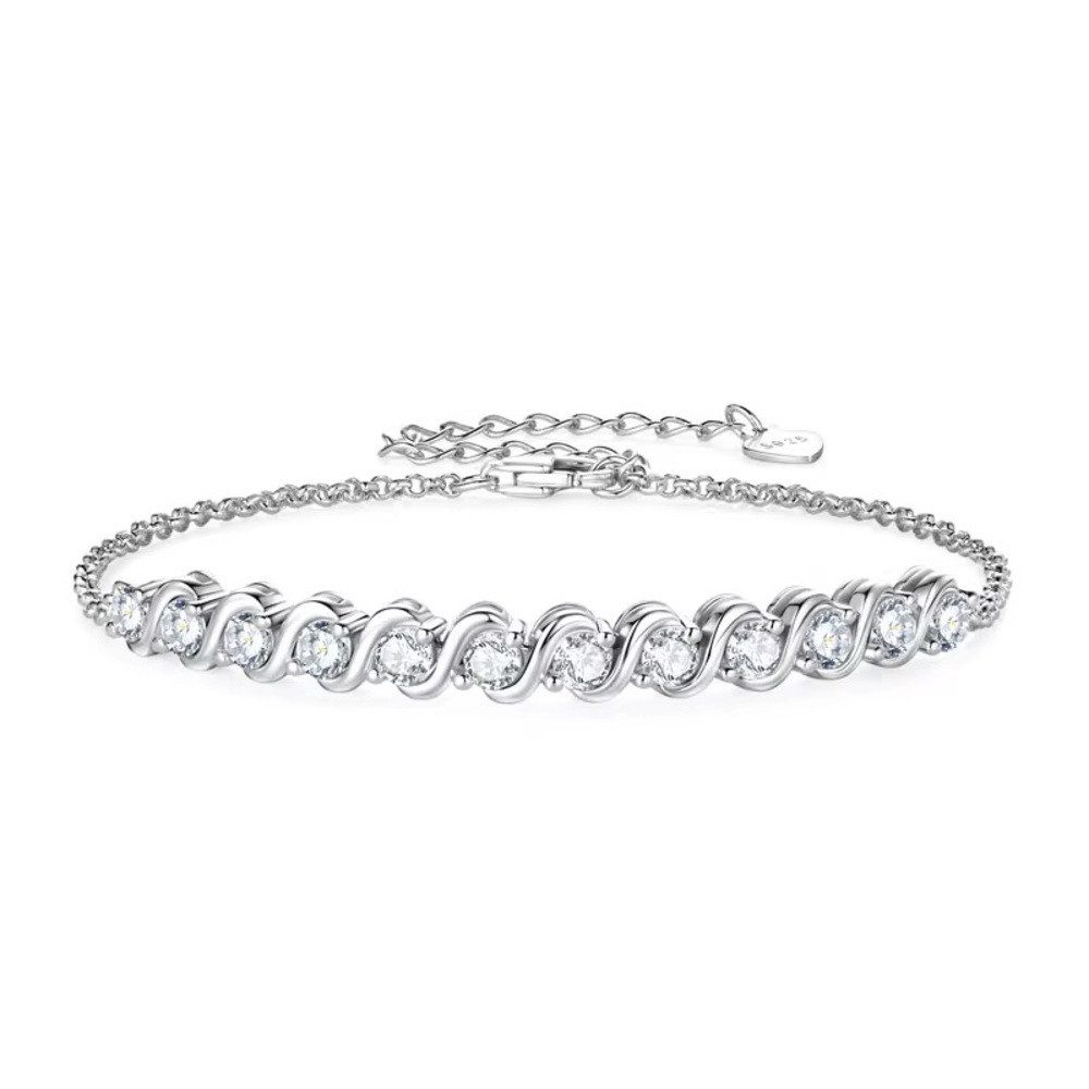 Tennisarmband Funkelnden Moissanit Damen Tennisarmband 925 Sterling Silber 18K Gold