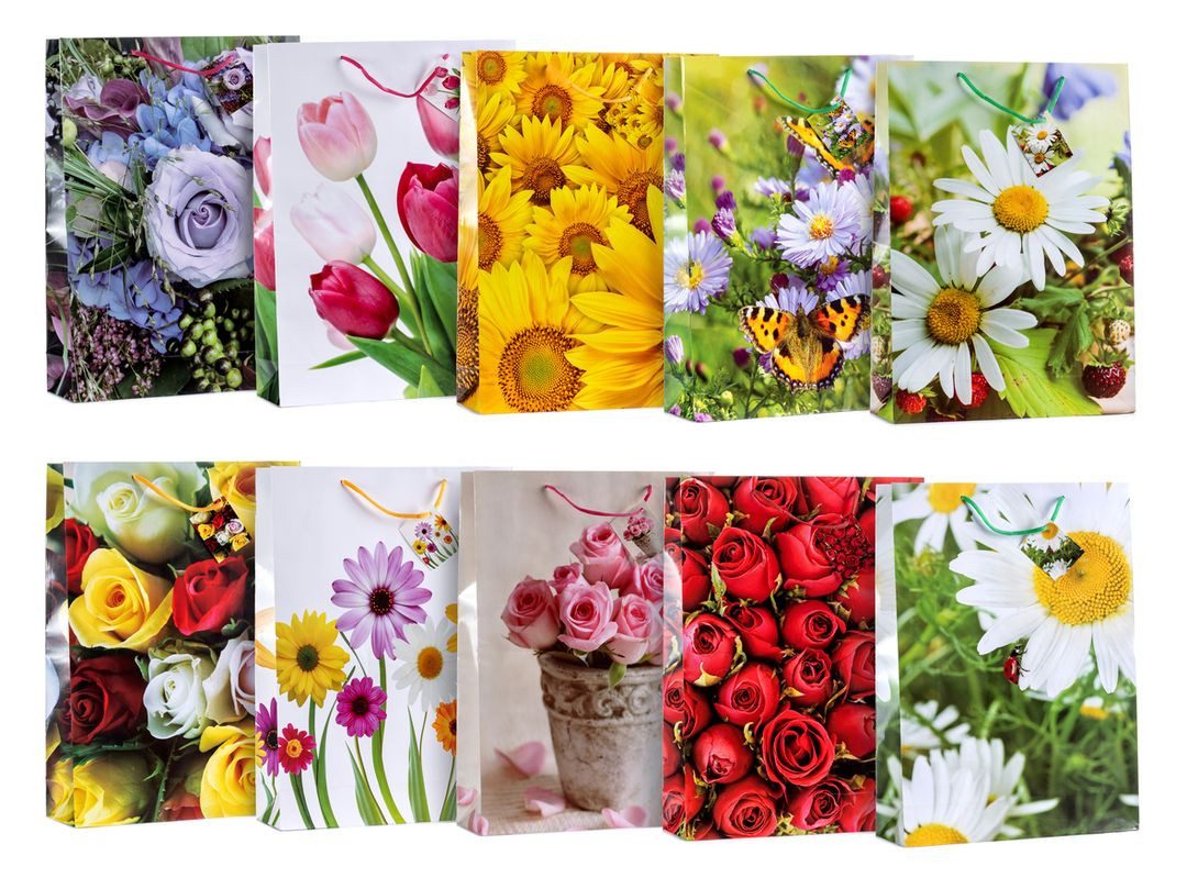 laro Geschenkbox Premium Grosse Geschenktüten Tragetaschen 10-100 Stk Jumbo Blumen (40 St)