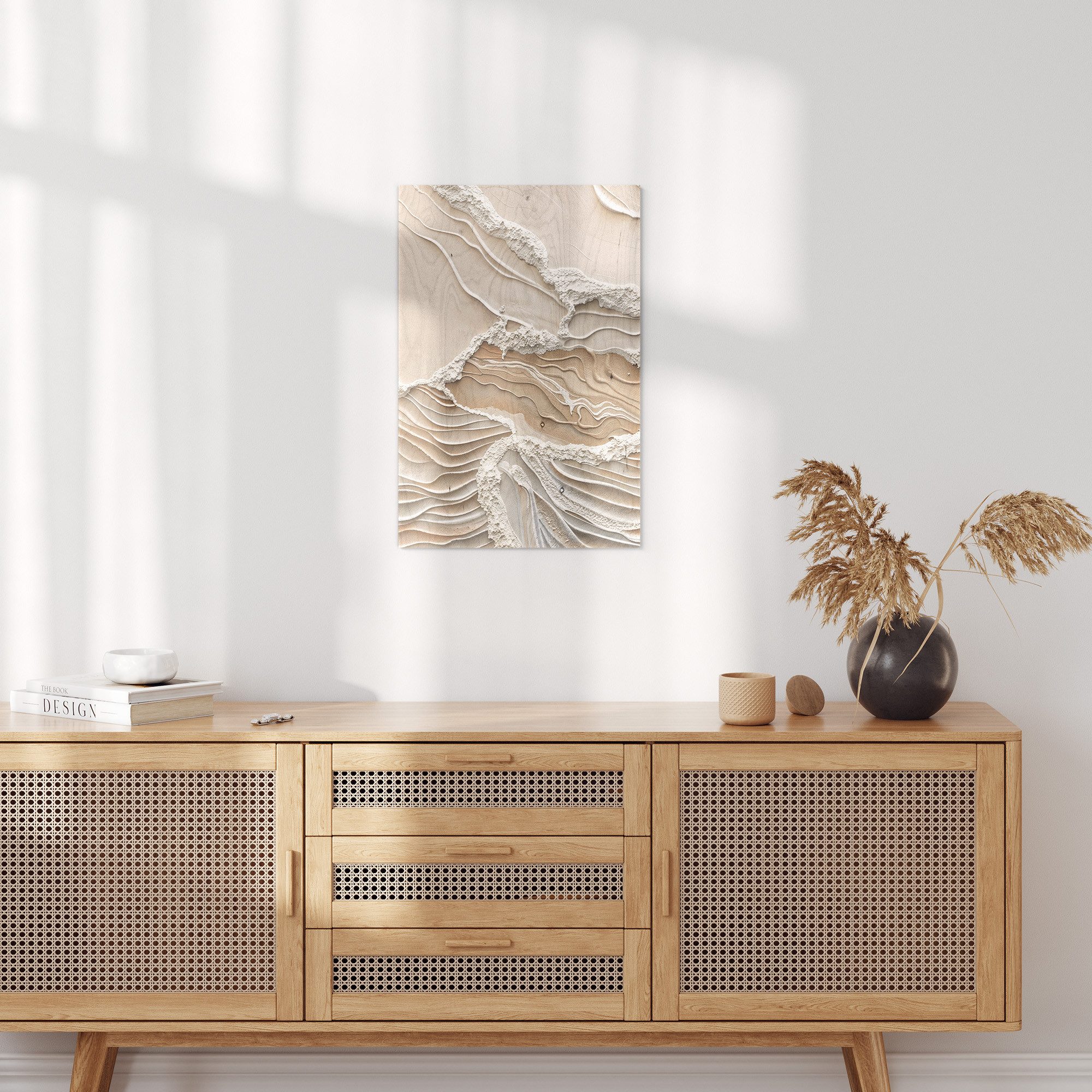 DEQORI Holzbild 'Sandwellenzauber', Bild auf Holz natürliches Wandbild Kunstdruck modern Wohnzimmer Design