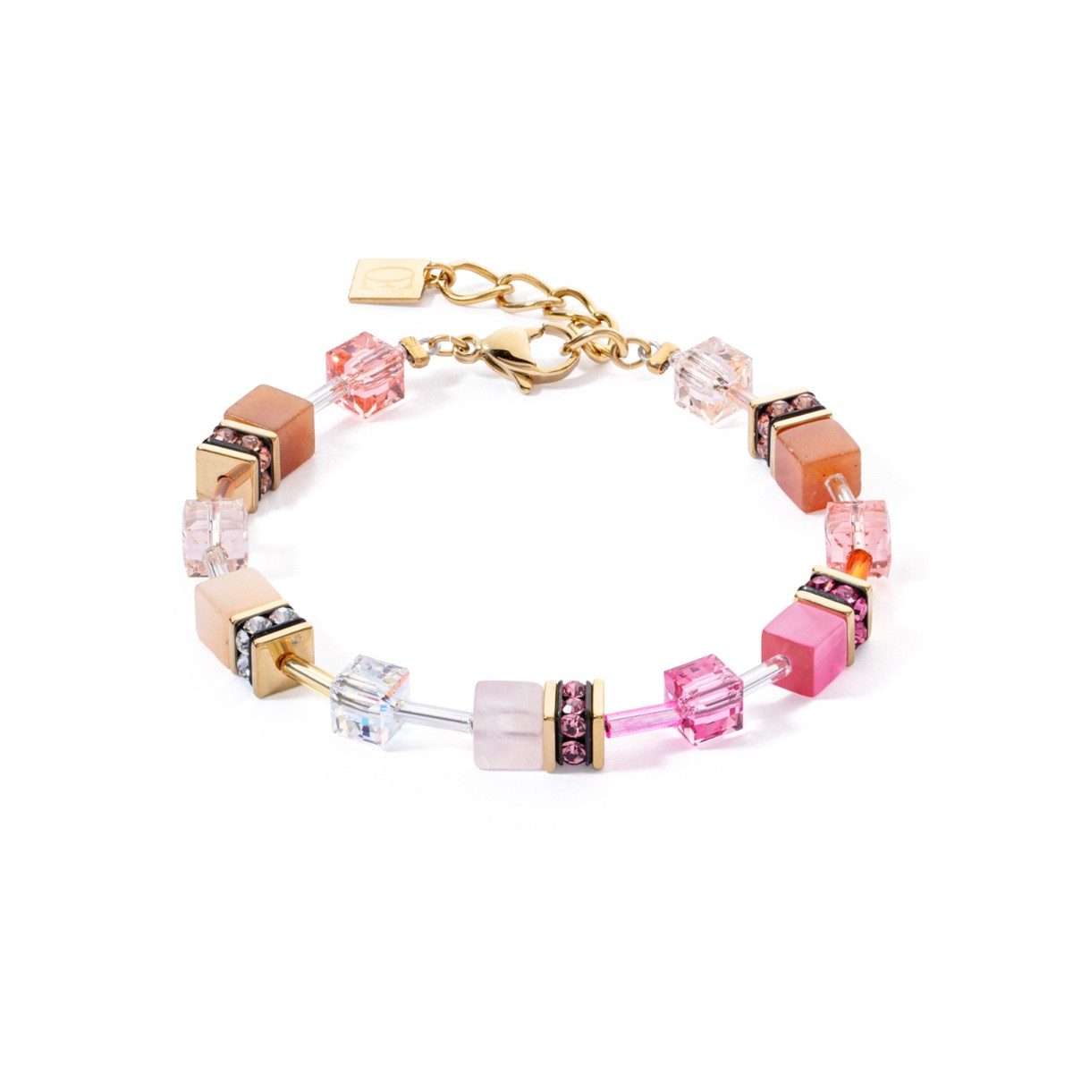 COEUR DE LION Armband Armband GeoCube® Iconic Rosa Orange Goldton 4905/30-1902