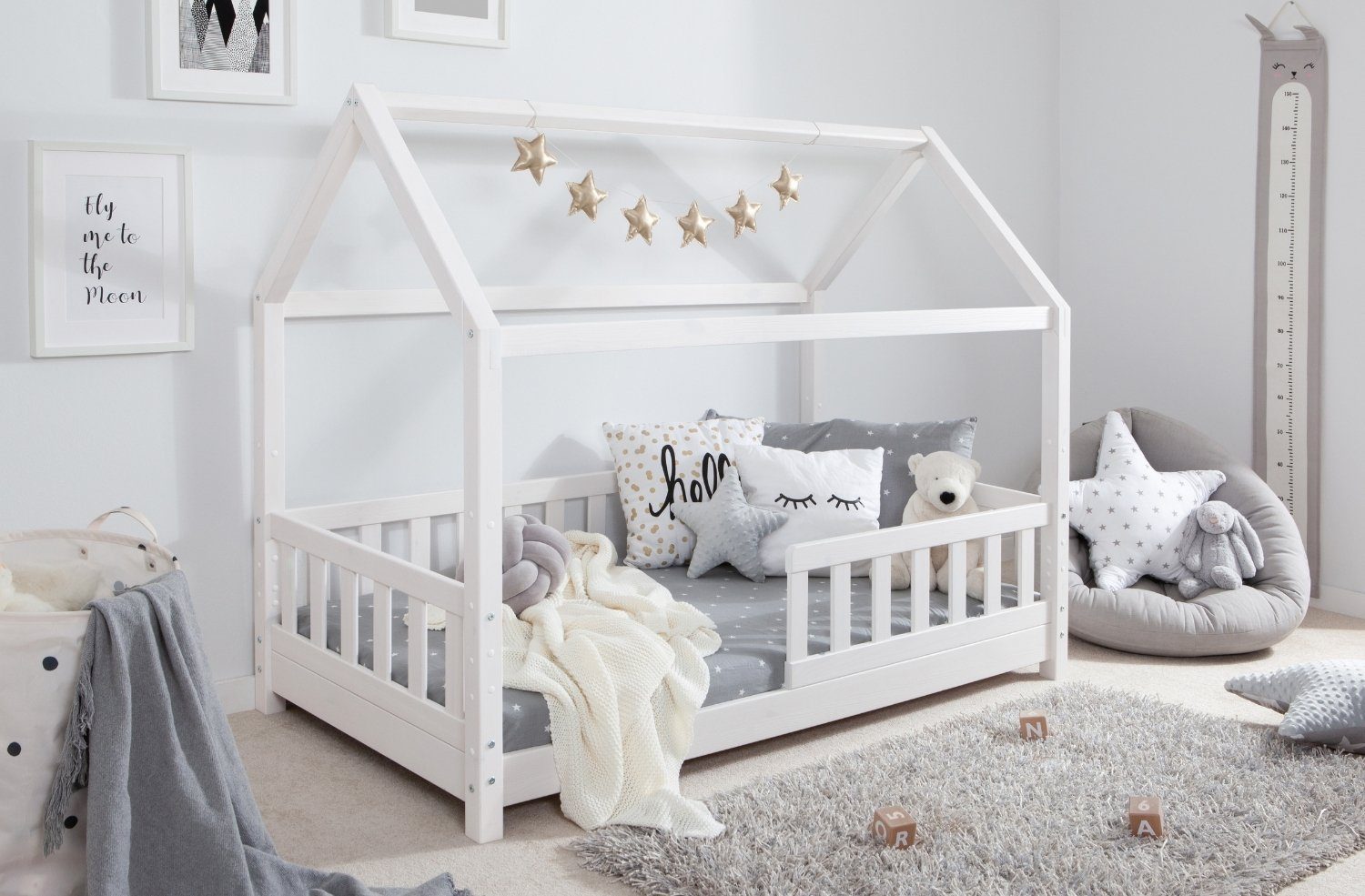 Ticaa Hausbett Kay mit Rausfallschutz aus Kiefer, Kinderbett 80x160, inkl. günstig online kaufen