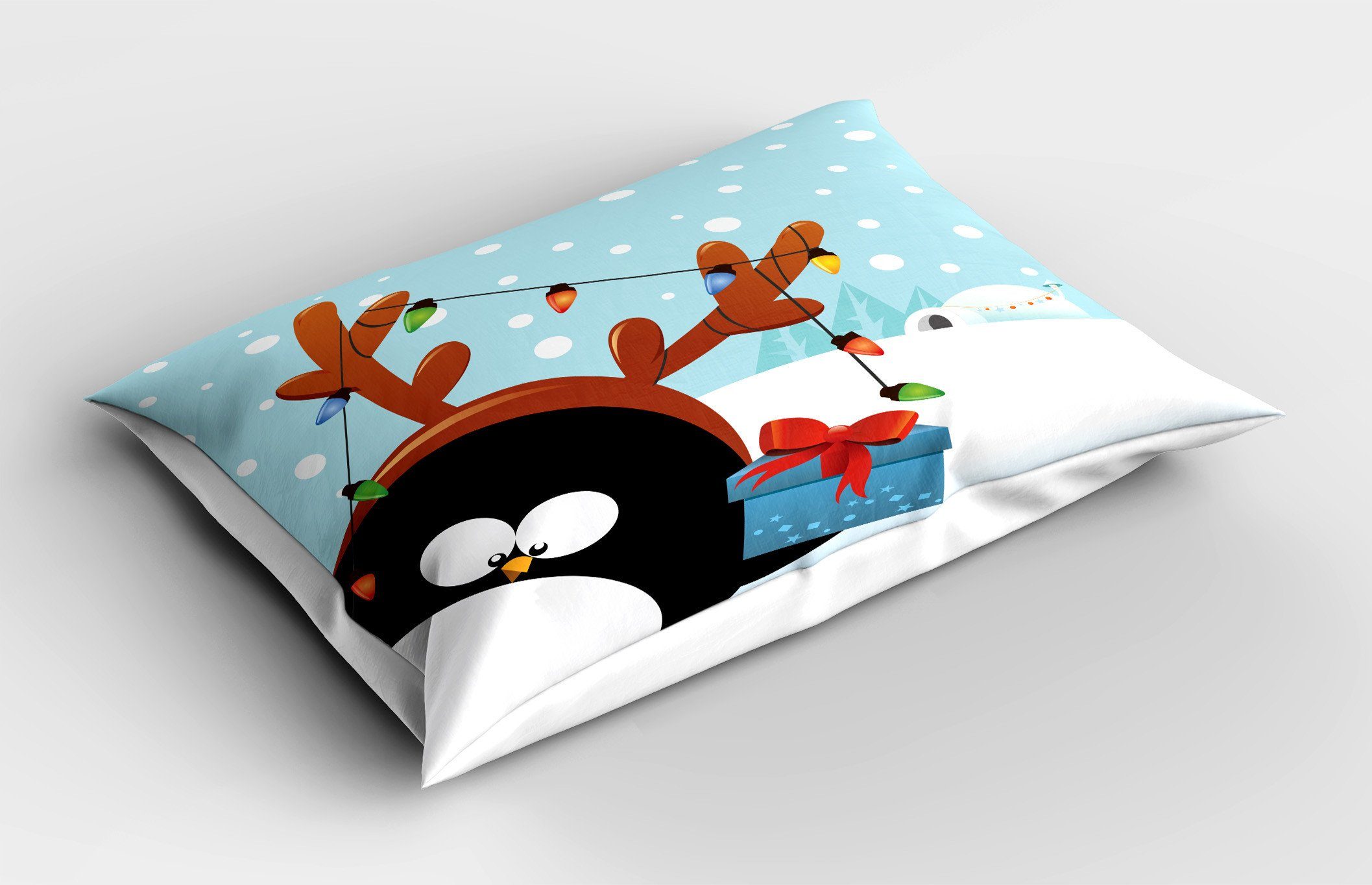 Gedruckter King Hirschgeweih Size Stück), mit Kissenbezüge Dekorativer (1 Abakuhaus Standard Kissenbezug, Weihnachten Pinguin