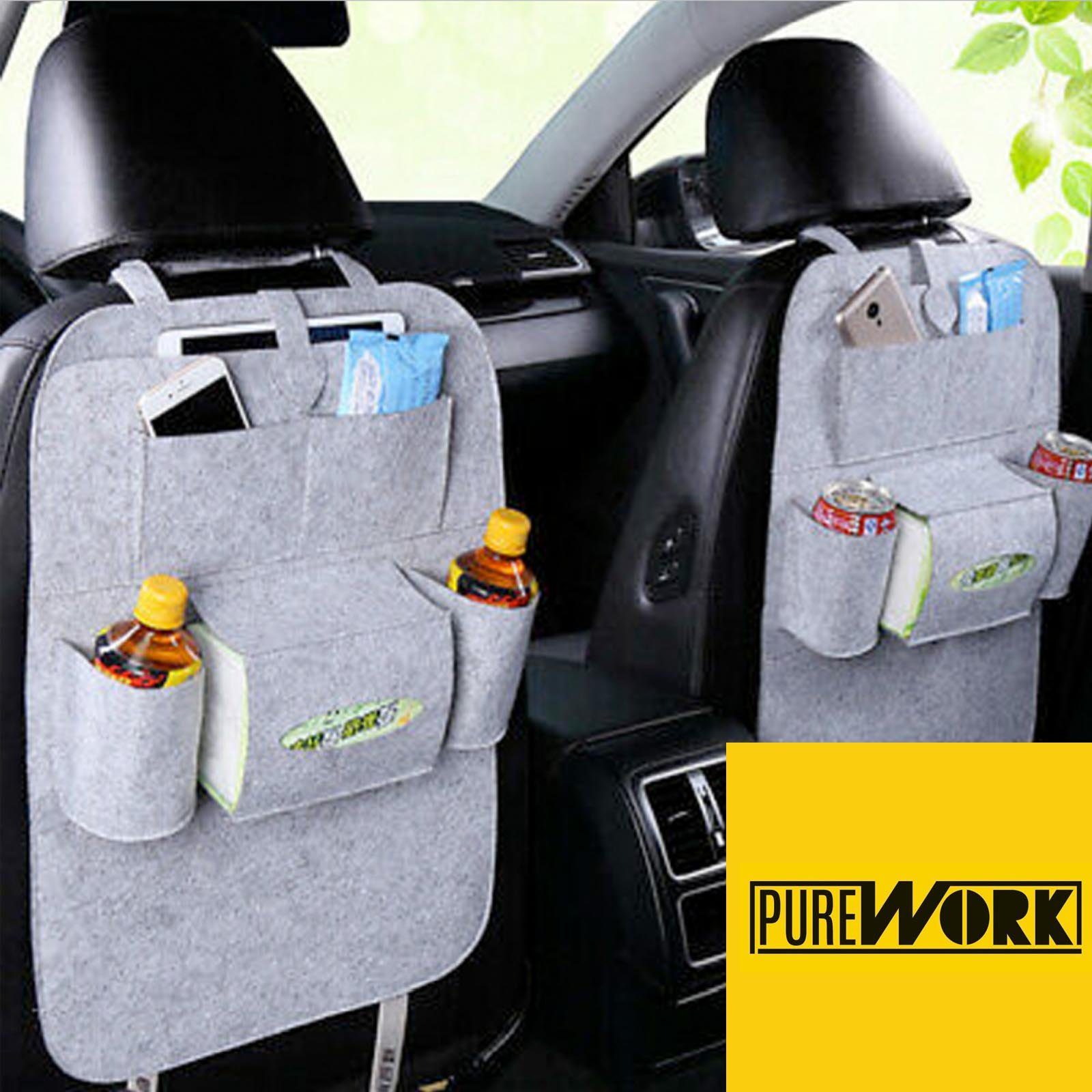 PUREWORK Rücksitzorganizer Auto Rücksitz Organizer Tasche Autositz Rücksitztasche KFZ Kinder (1-tlg), mit 6 Fächer und Trittschutz