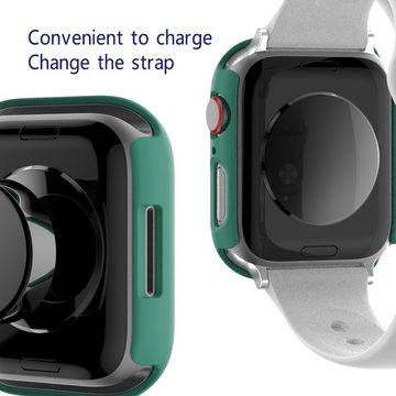 Wigento Smartwatch-Hülle Für Apple Watch 9 8 7 41mm 2 in 1 Schock TPU Silikon Hülle + Hart Glas