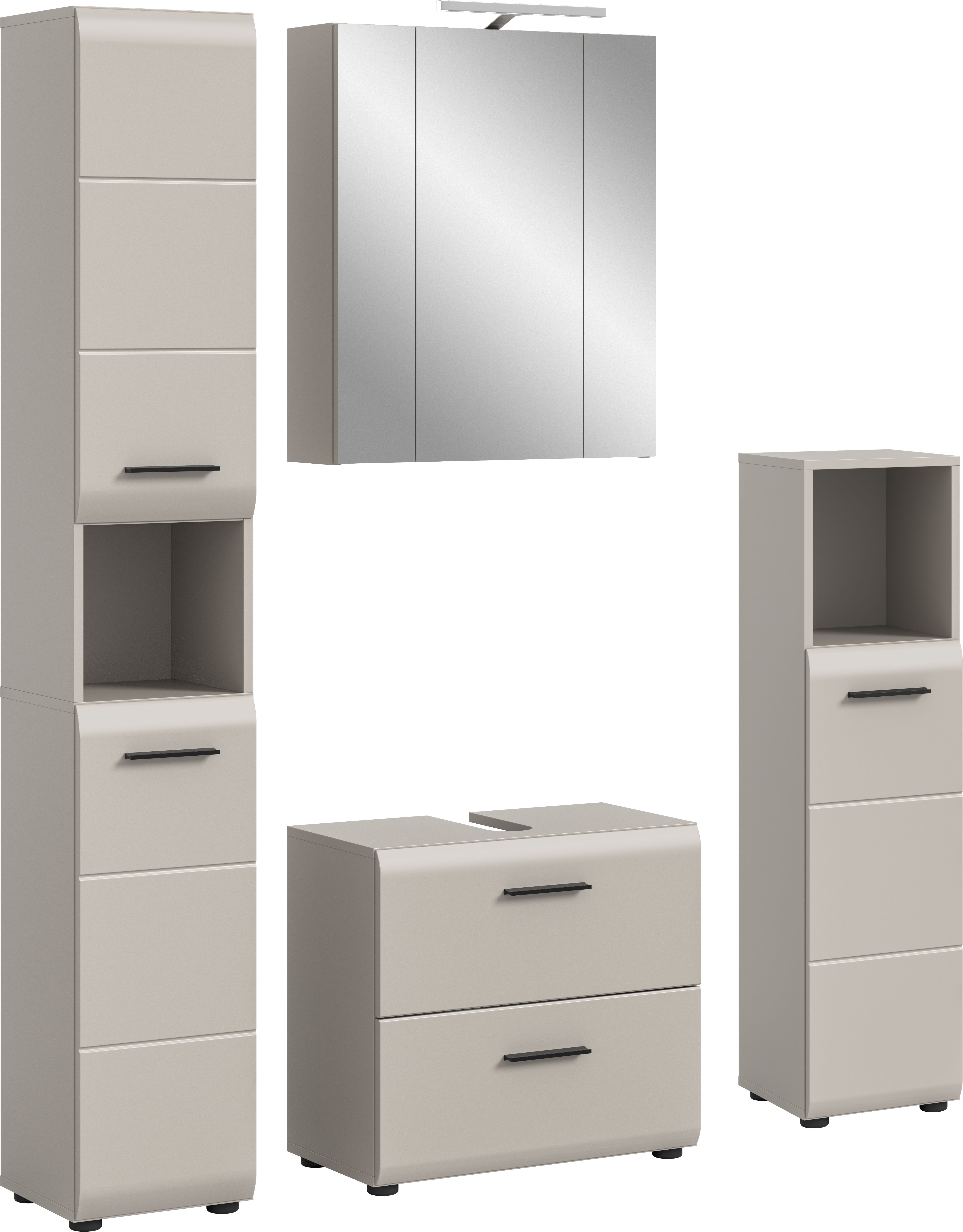 welltime Badezimmer-Set, (Set, 5-St), Florenz, Badkombination 5-tlg.,Kaschmir,l inkl Beleuchtung