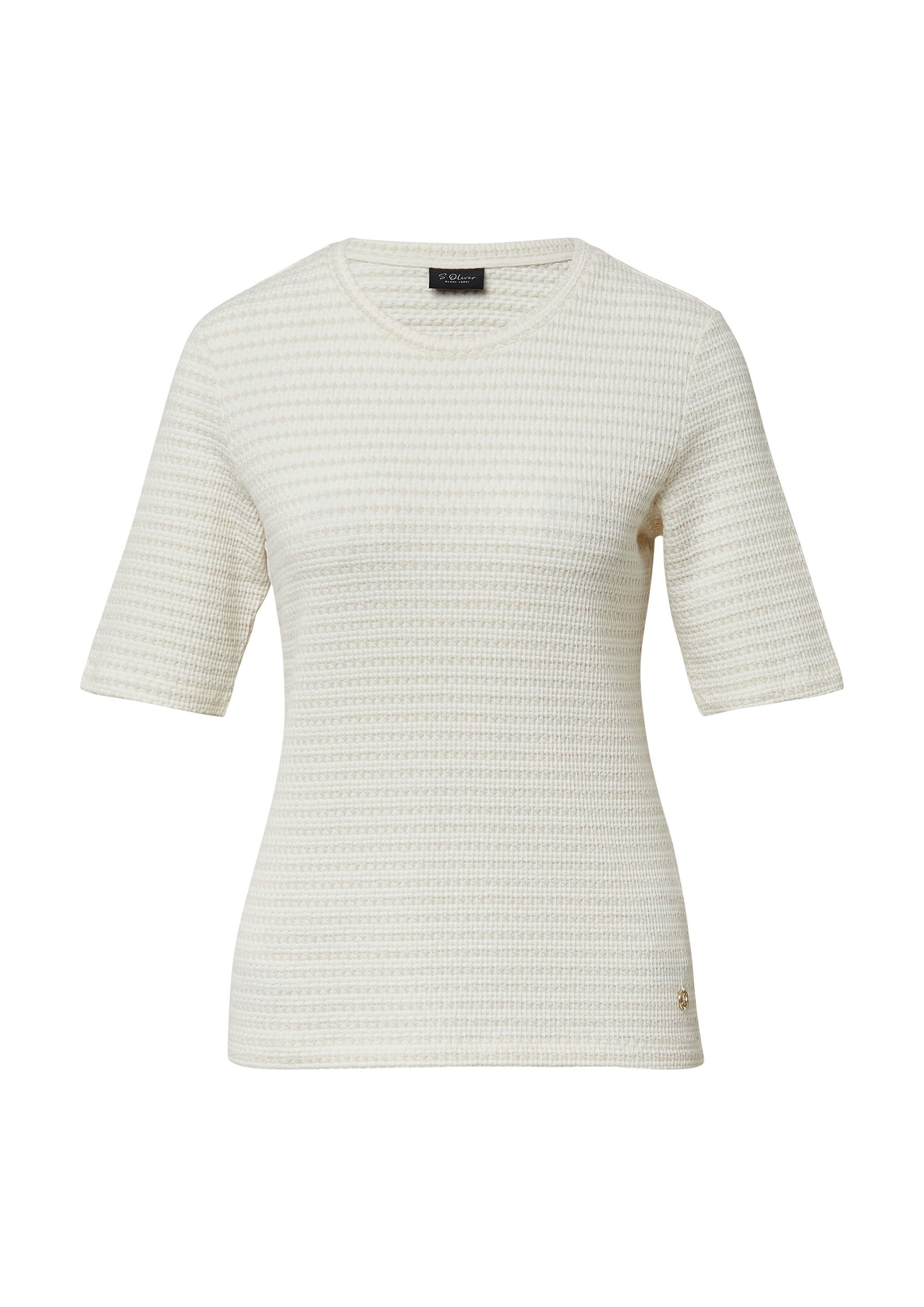 s.Oliver Kurzarmshirt T-Shirt Bicolor-Shirt mit Strukturmuster günstig online kaufen