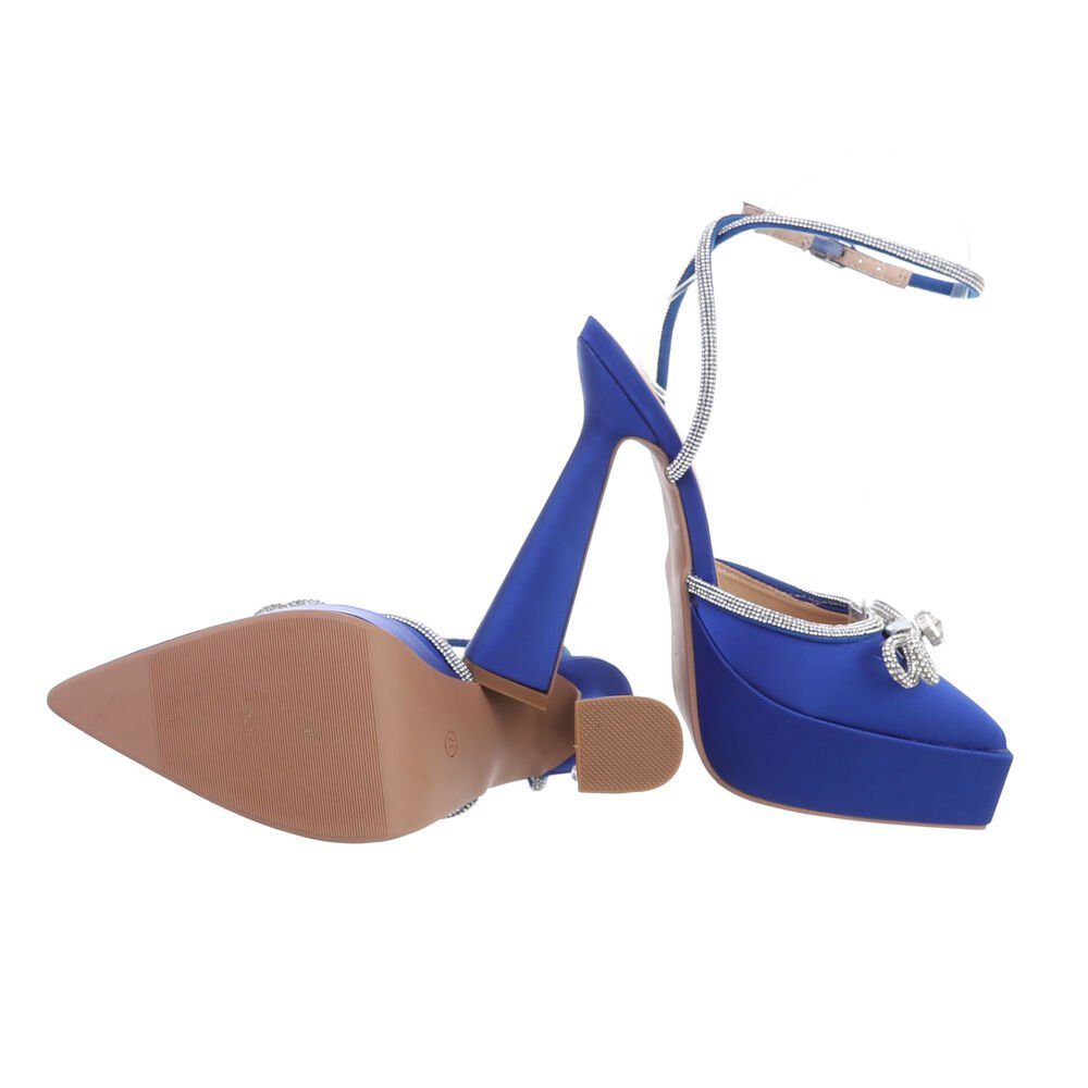 Ital-Design Damen Abendschuhe Party & Clubwear Plateaupumps Blockabsatz High Heel Pumps in Blau