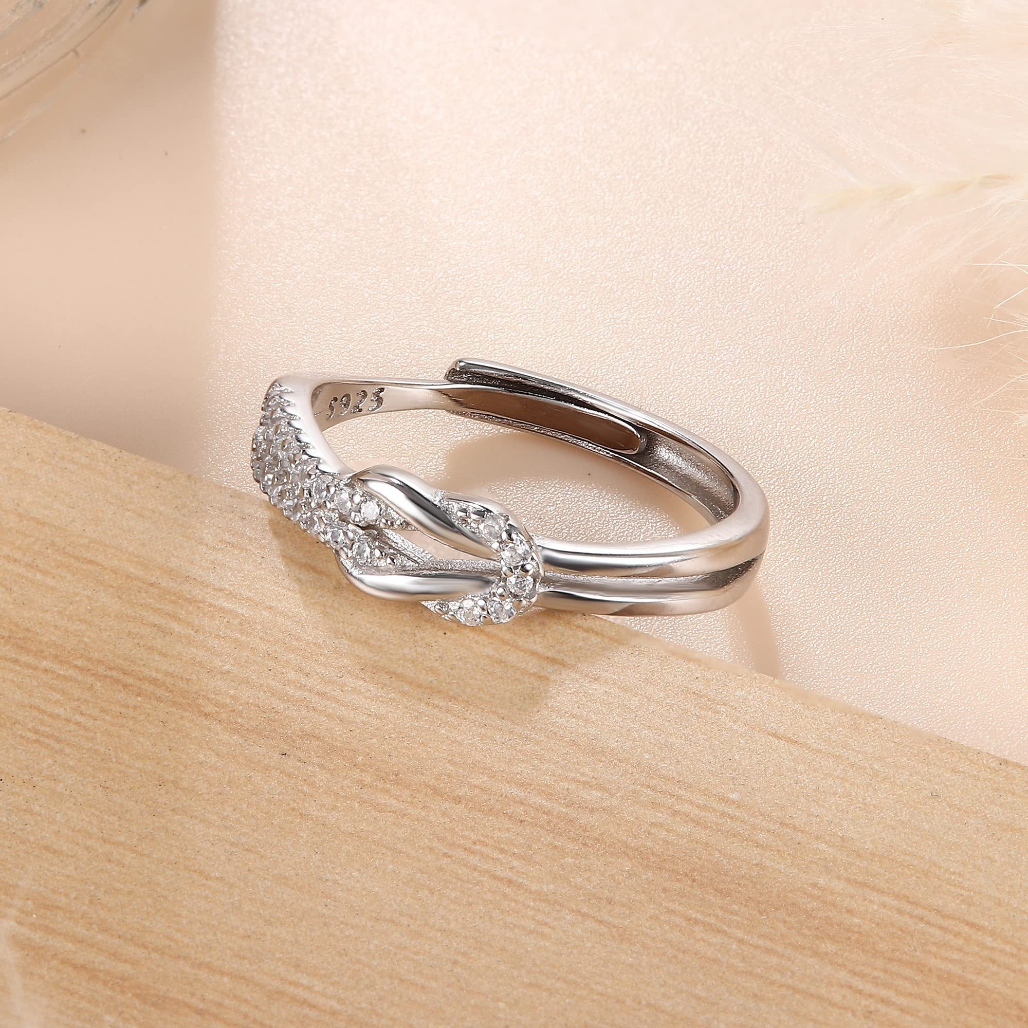 POCHUMIDUU Fingerring Twisted Set Ring Frauen Mode weibliche Silberschmuck für Schößchen Temperament, Diamanten offen 925er aus Sterlingsilber