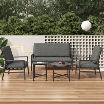 SIKAINI Gartenstuhl (grau-weiß gestreifte Sitzkissen (abnehmbar und waschbar) mit Bändern., 1 St), Langlebig, nicht leicht verformbar oder beschädigt