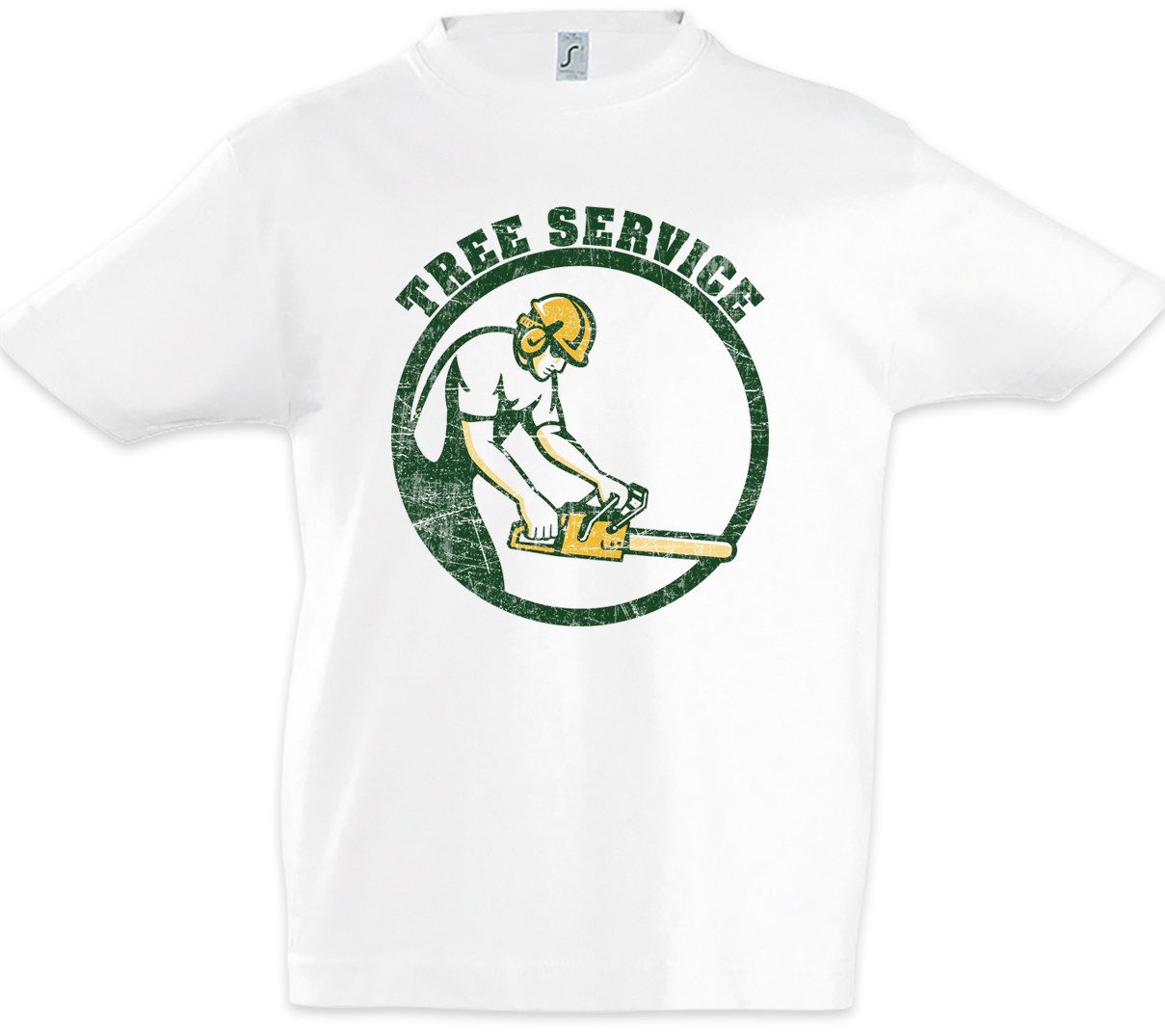Print-Shirt Tree Service V Kinder T-Shirt Holzfäller Axt Waldarbeiter Förster