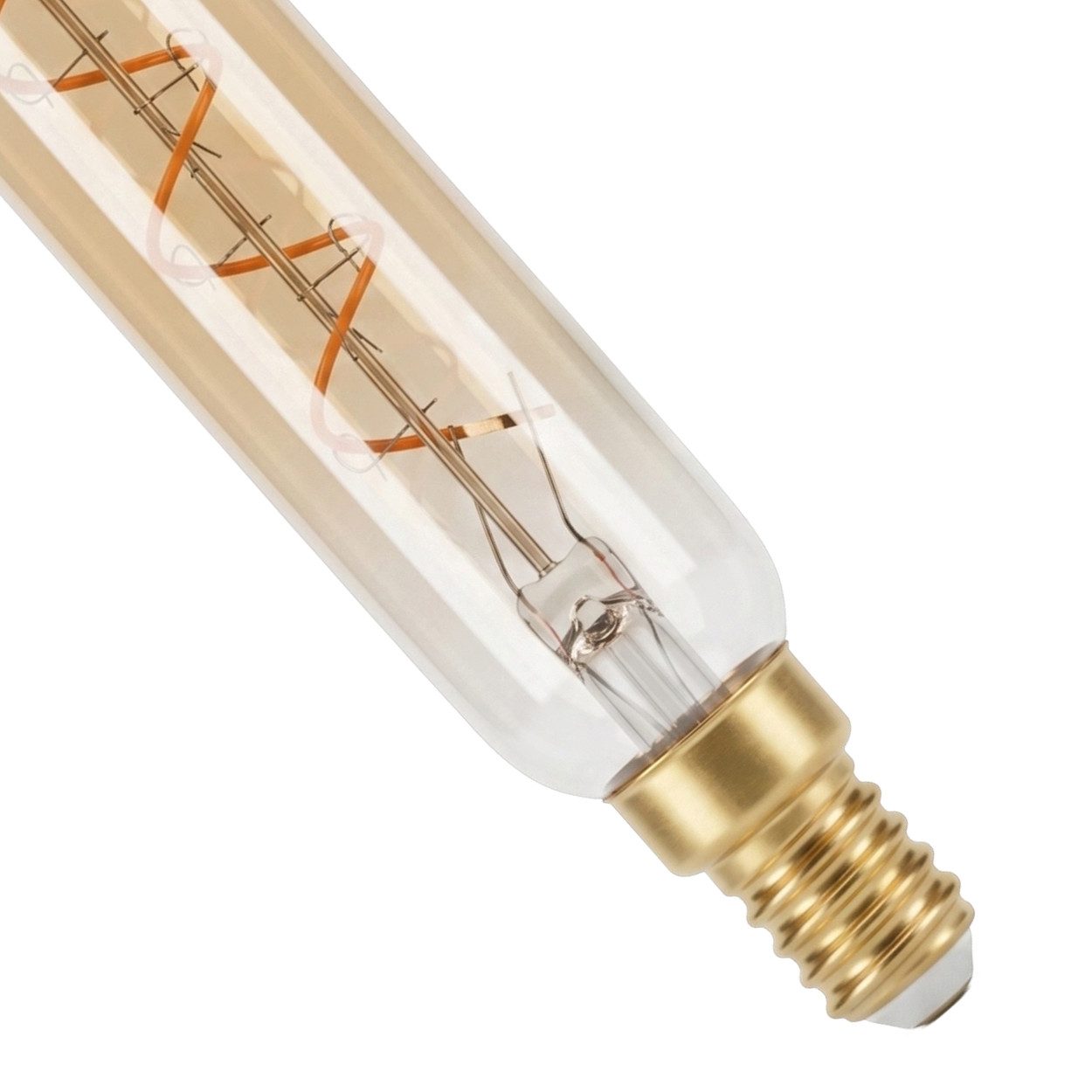 hofstein LED-Leuchtmittel 3er Set Glühbirne Warmweiß dimmbar 4 Watt, E14, 2700 Kelvin, 320 Lumen, Röhre Vintage, Filament Spirale, Amber – Bild 4 von 5