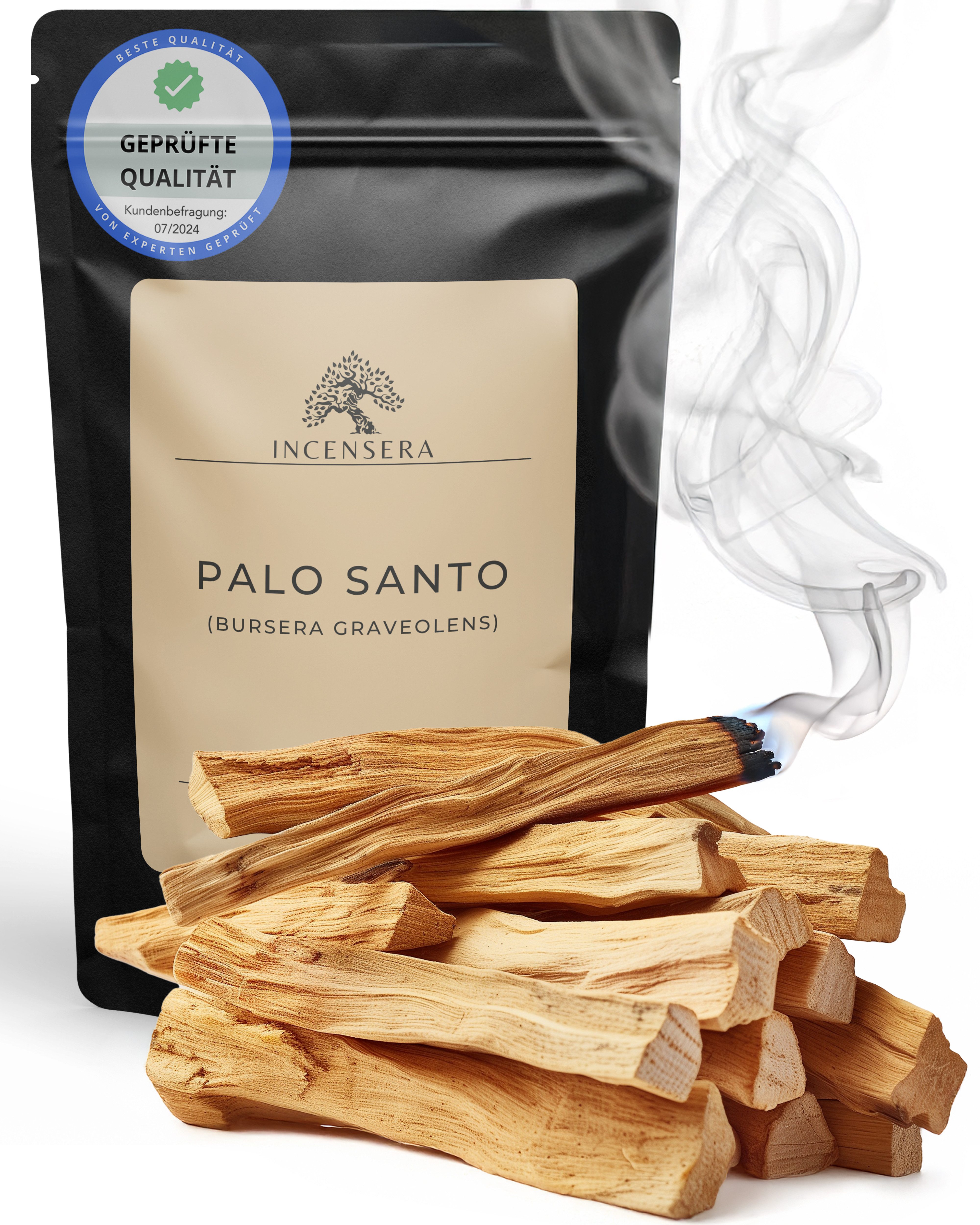 Incensera Räucherstäbchen-Halter Palo Santo Räucherholz - 8 Duftholz Sticks 10 cm für Ausräuchern Holz, (13 St), reines Palo Santo